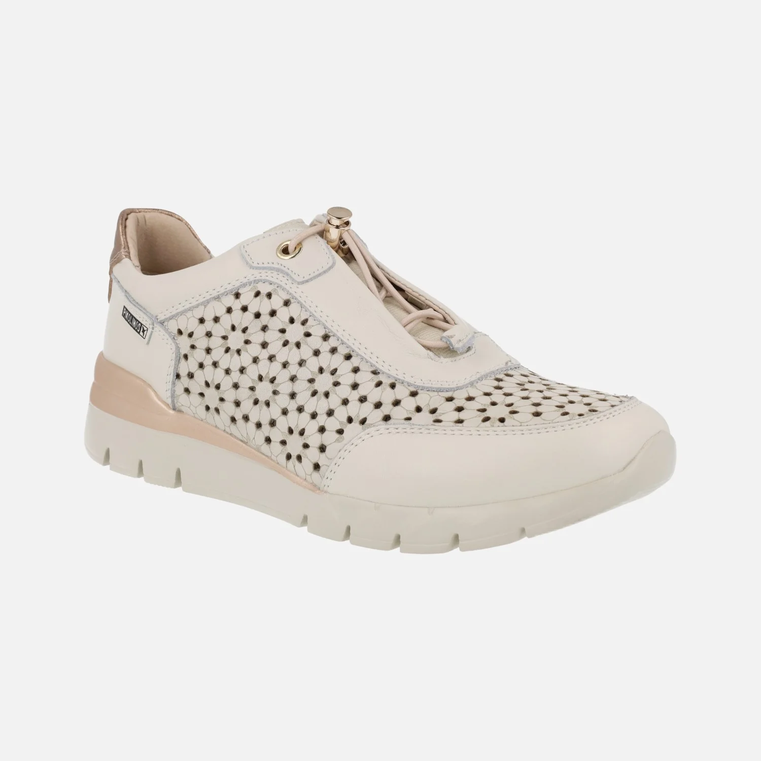 Zapatillas deportivas de piel Cantabria con troquelado de flores - Image 3