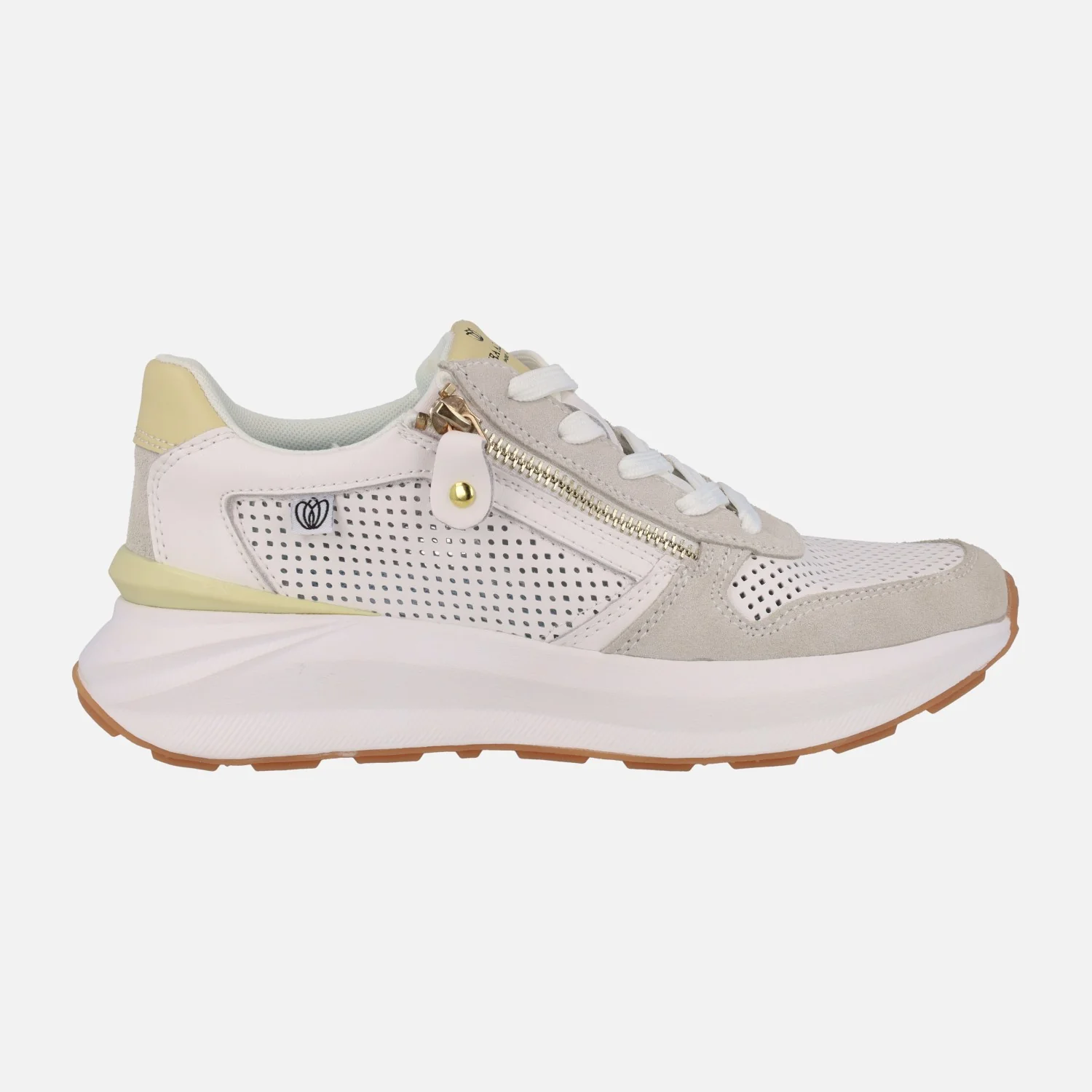 Zapatillas deportivas de piel con picados cordones y cremallera