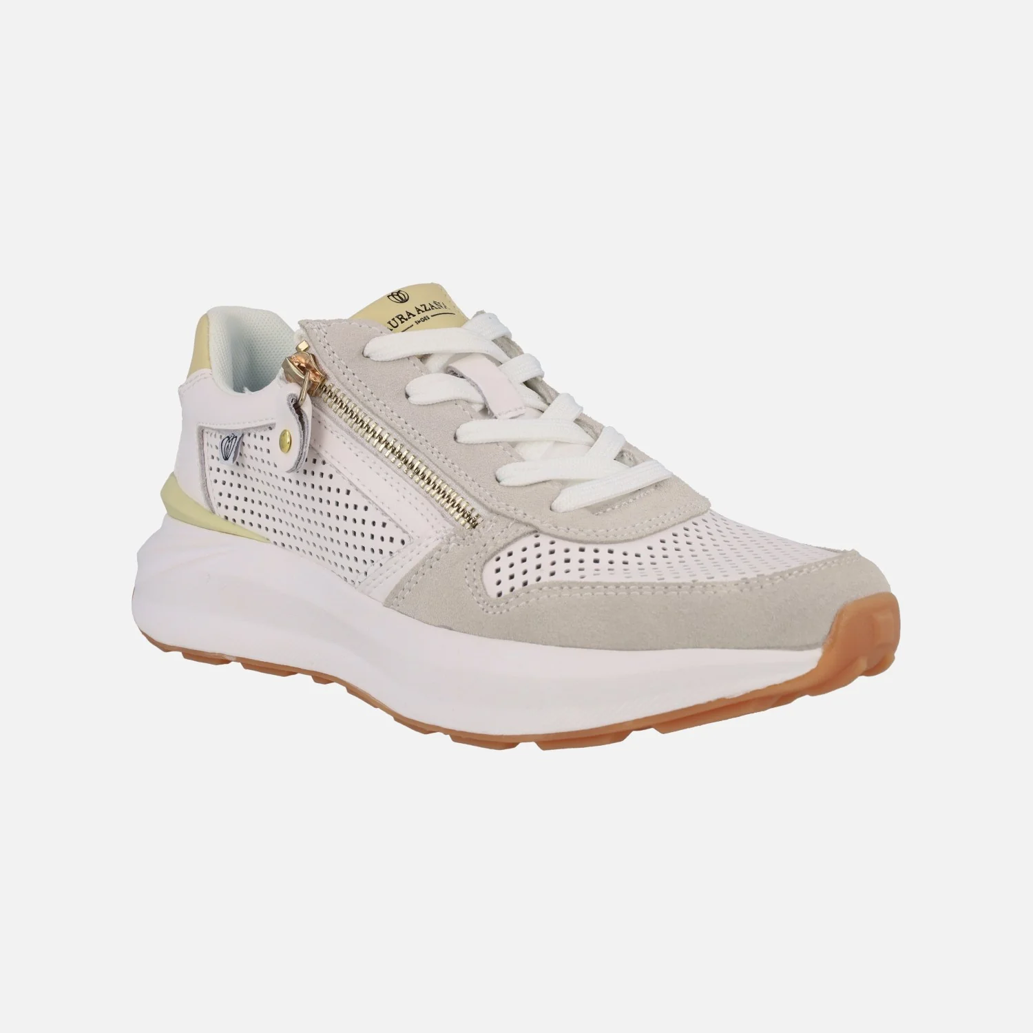Zapatillas deportivas de piel con picados cordones y cremallera - Image 2