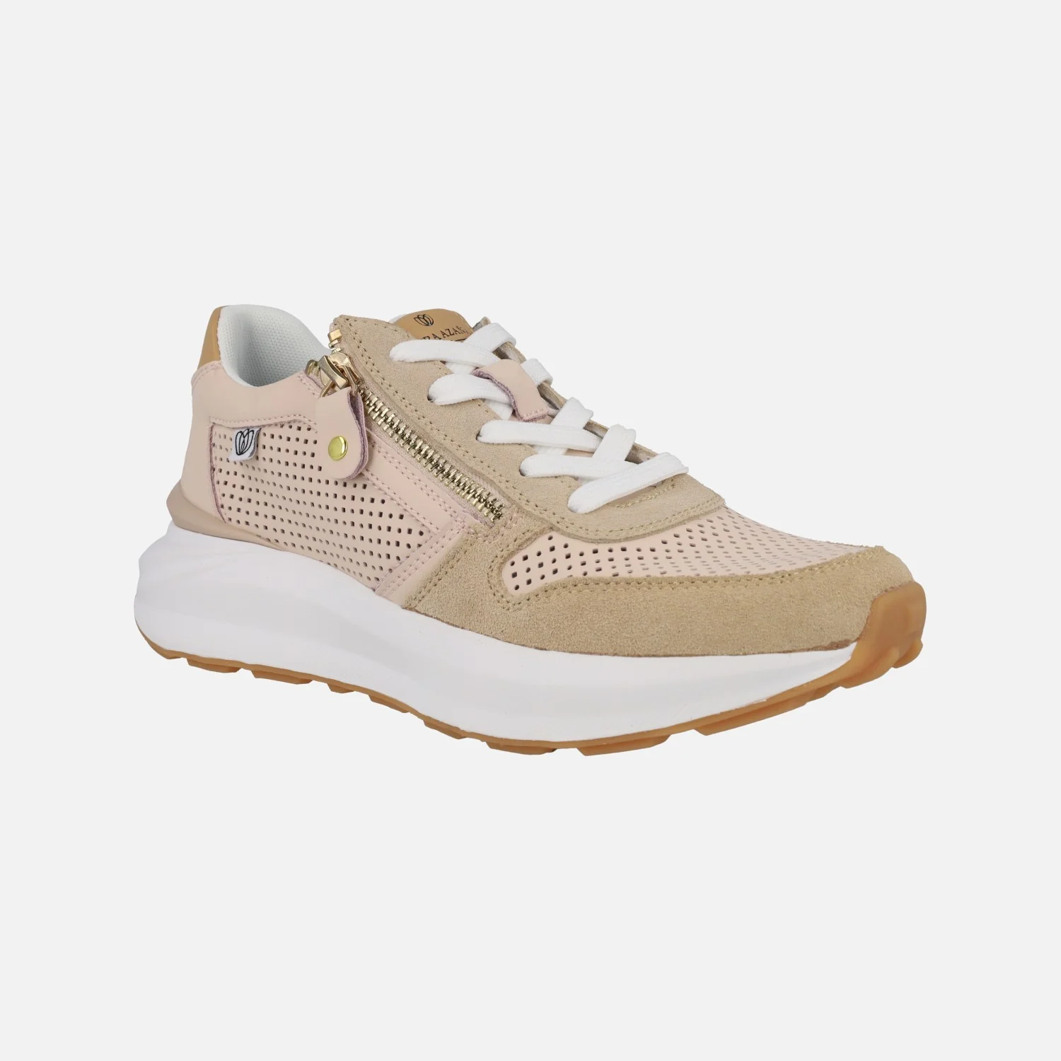 Zapatillas deportivas de piel con picados cordones y cremallera - Image 8