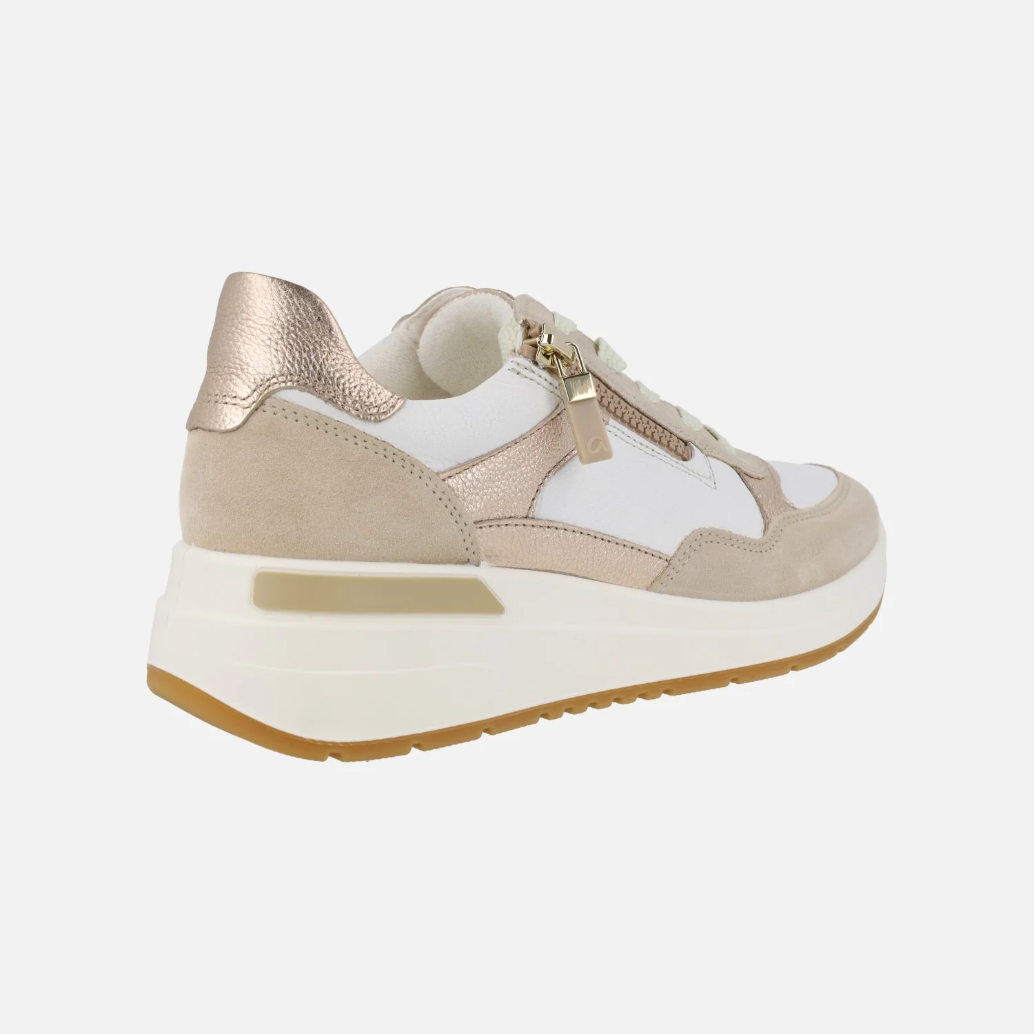 Zapatillas deportivas en combinado beige con cordones y cremallera - Image 4