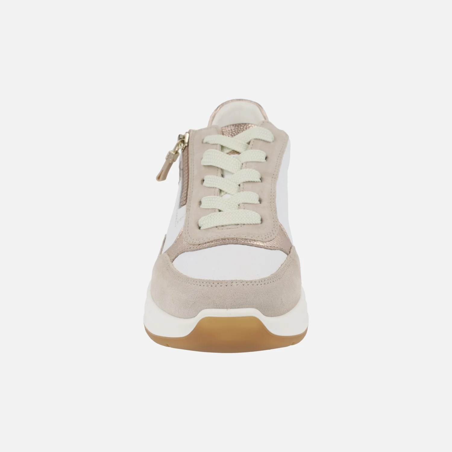 Zapatillas deportivas en combinado beige con cordones y cremallera - Image 5