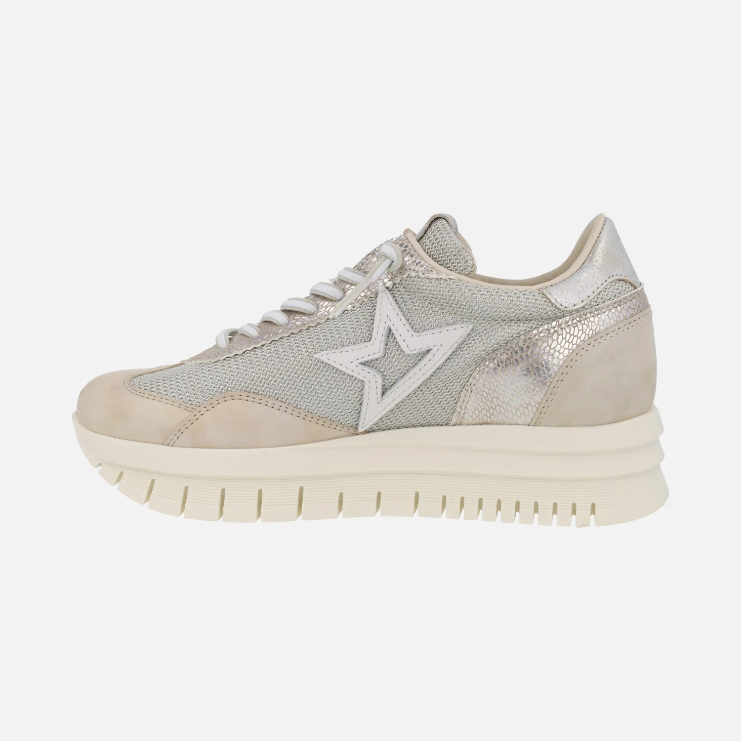 Zapatillas deportivas en combinado beige con piso XL - Image 3