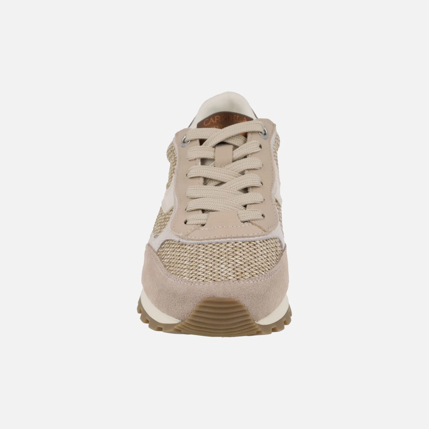 Zapatillas deportivas en combinado de serraje y rafia beige - Image 5