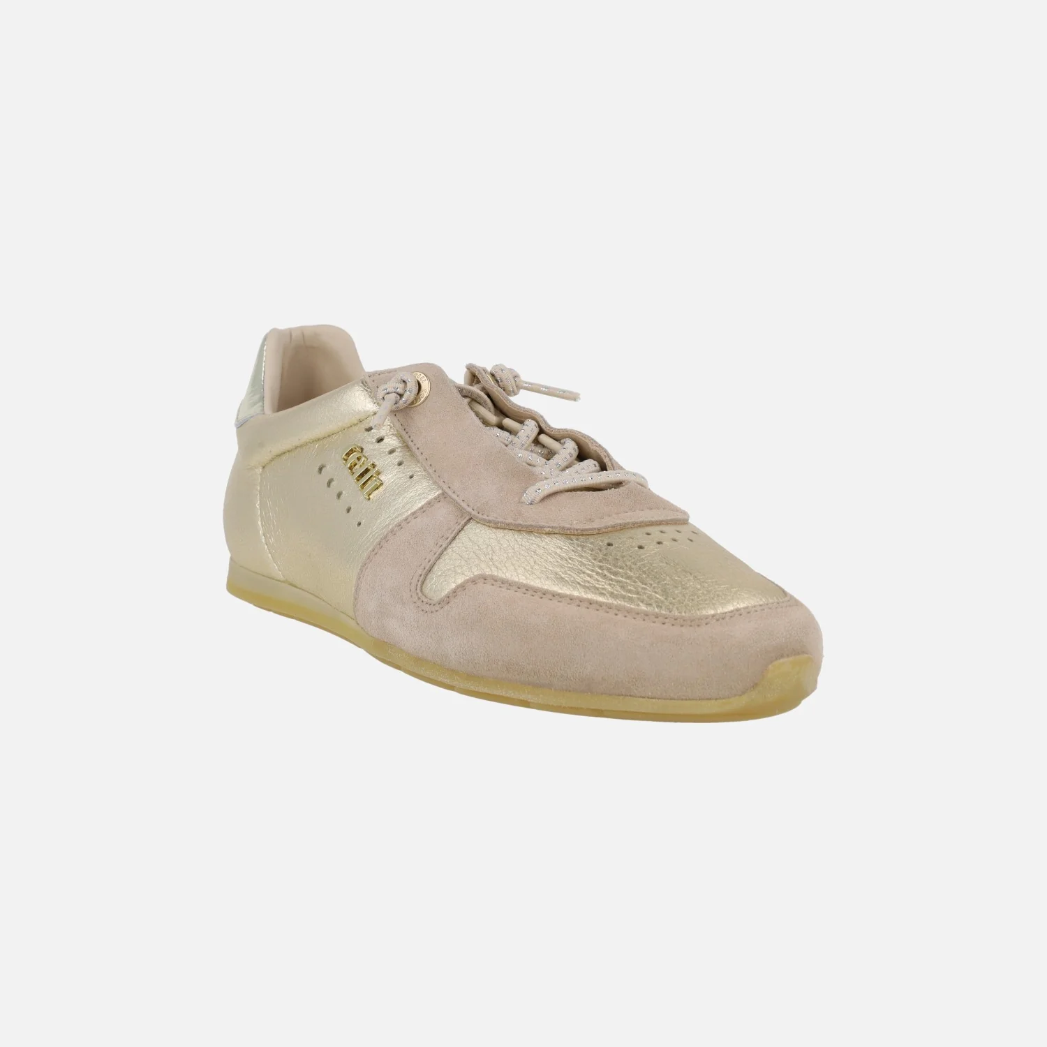Zapatillas deportivas en metalizado oro y ante beige - Image 2