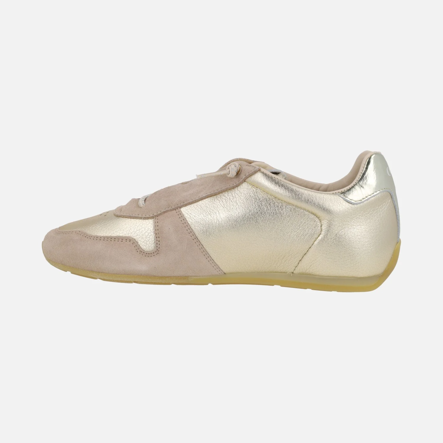 Zapatillas deportivas en metalizado oro y ante beige - Image 3