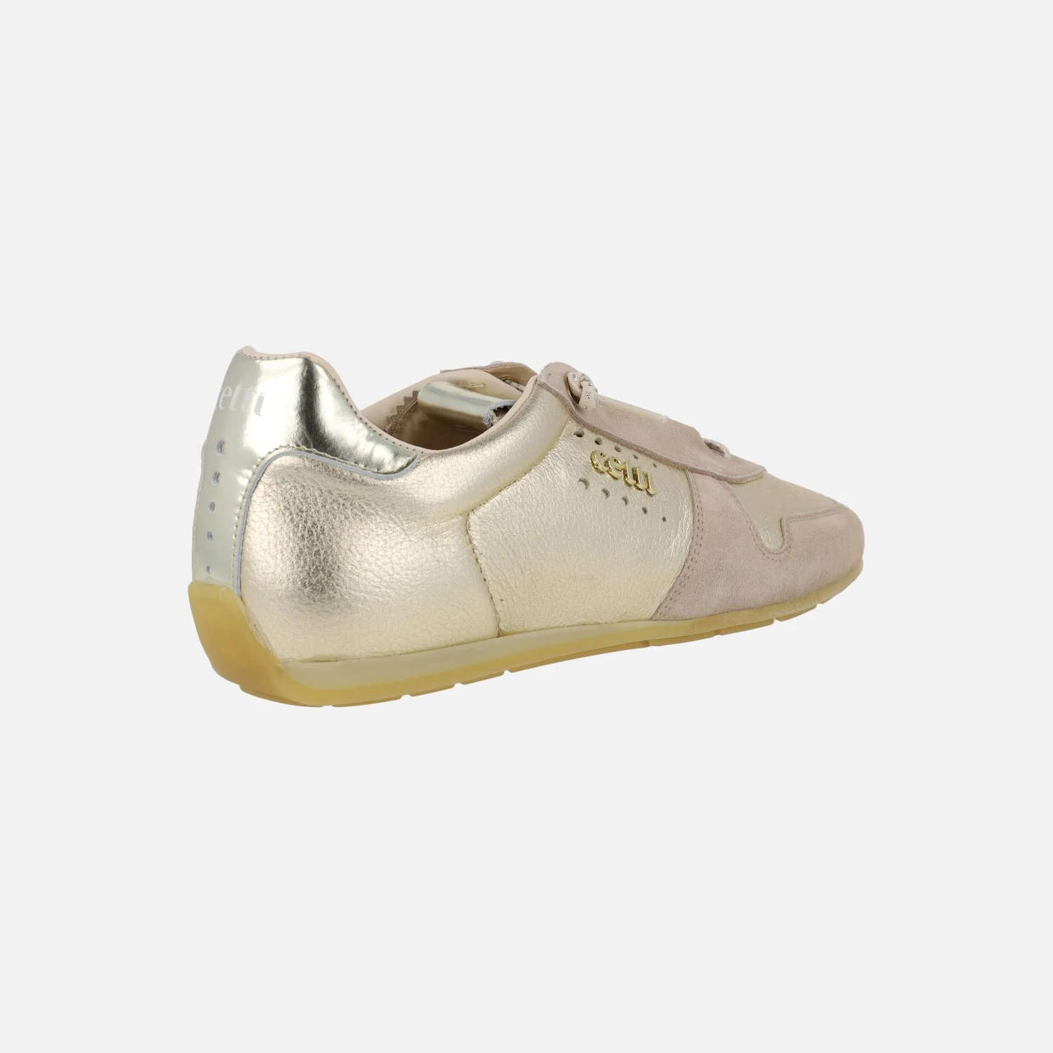Zapatillas deportivas en metalizado oro y ante beige - Image 4