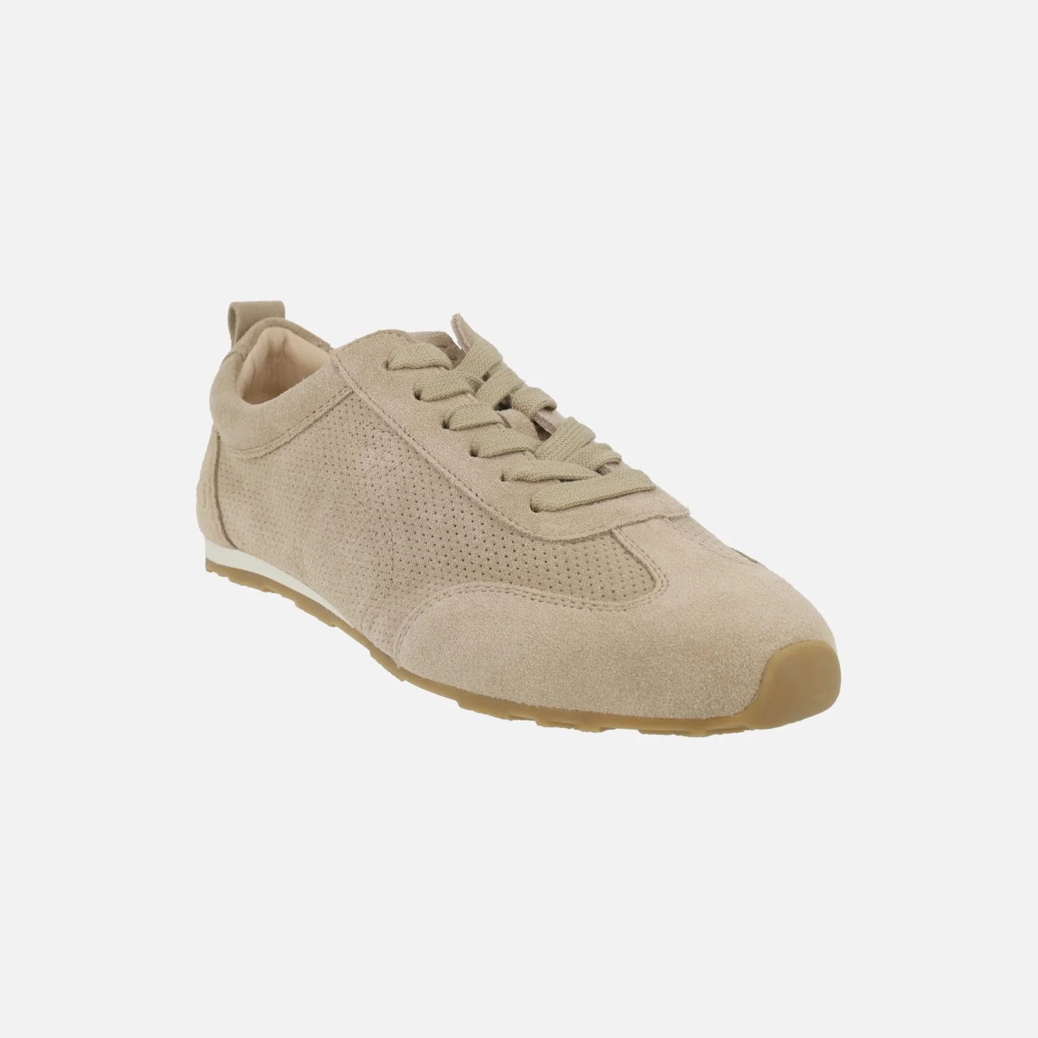Zapatillas deportivas en serraje beige con detalle de picados - Image 2