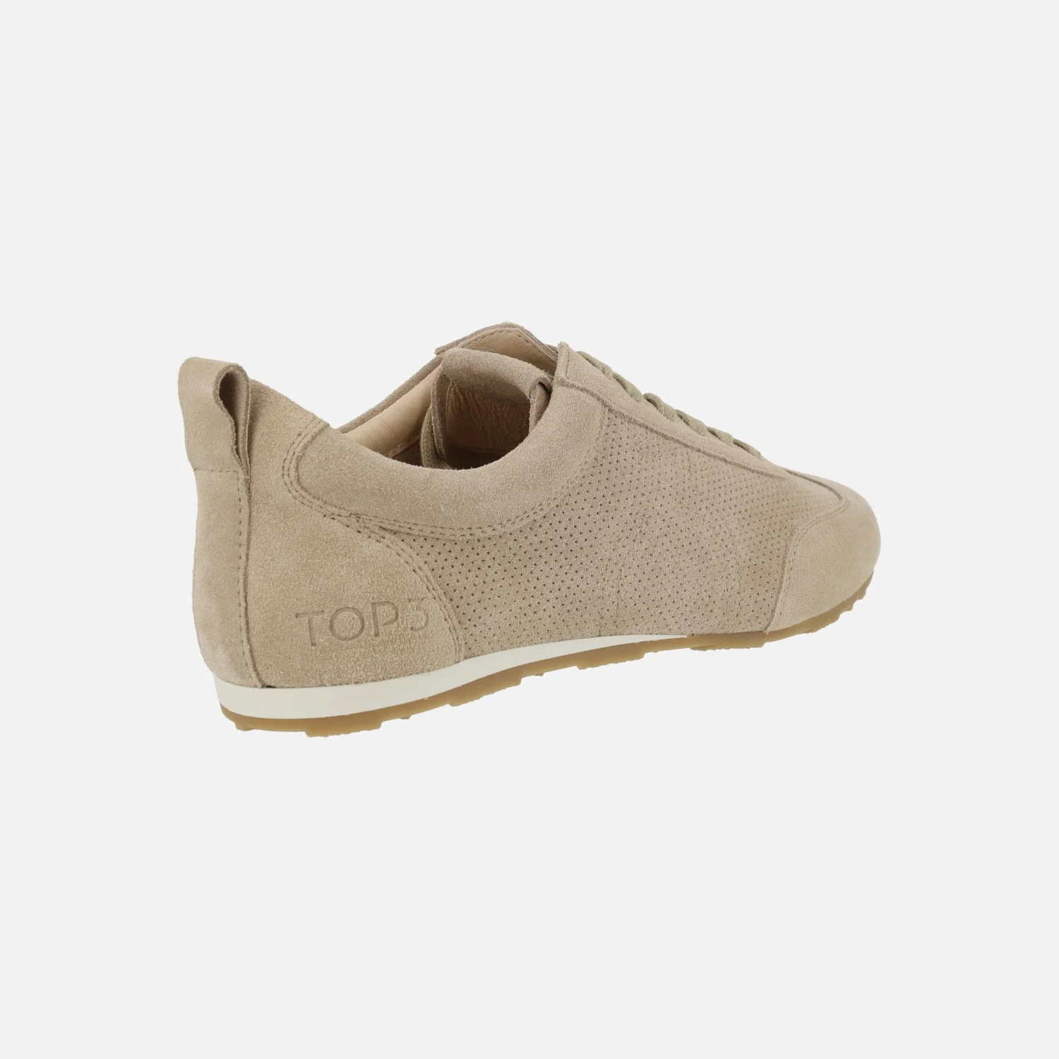 Zapatillas deportivas en serraje beige con detalle de picados - Image 4