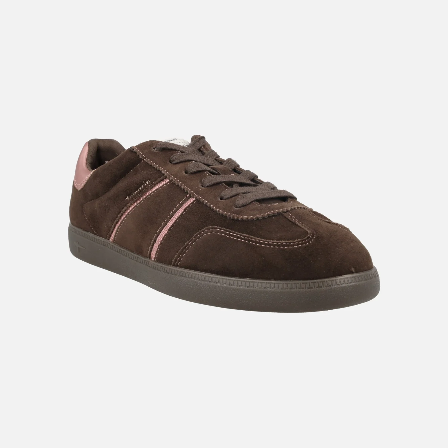 Zapatillas deportivas en serraje marrón con detalles en rosa - Image 2
