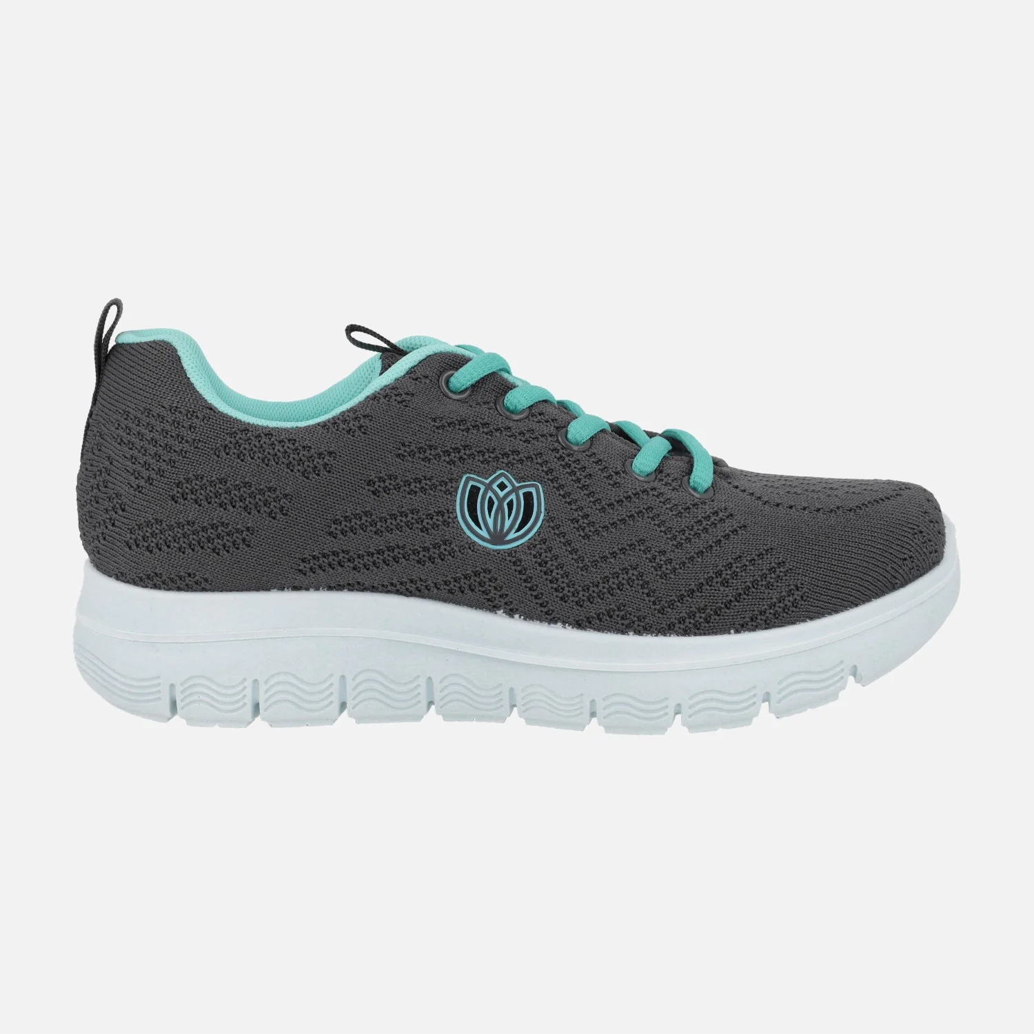 Zapatillas deportivas en tejido gris con detalles en turquesa