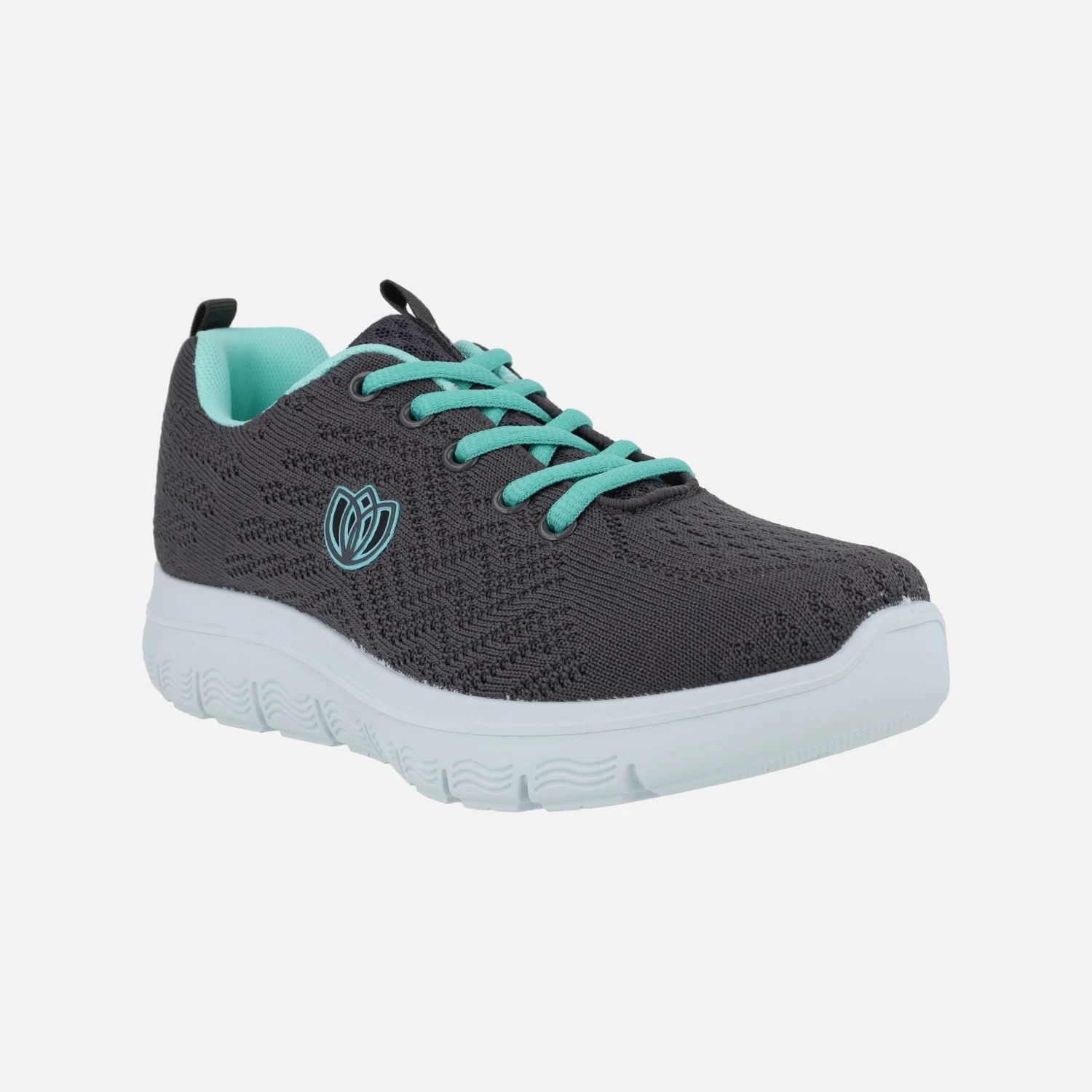 Zapatillas deportivas en tejido gris con detalles en turquesa - Image 4