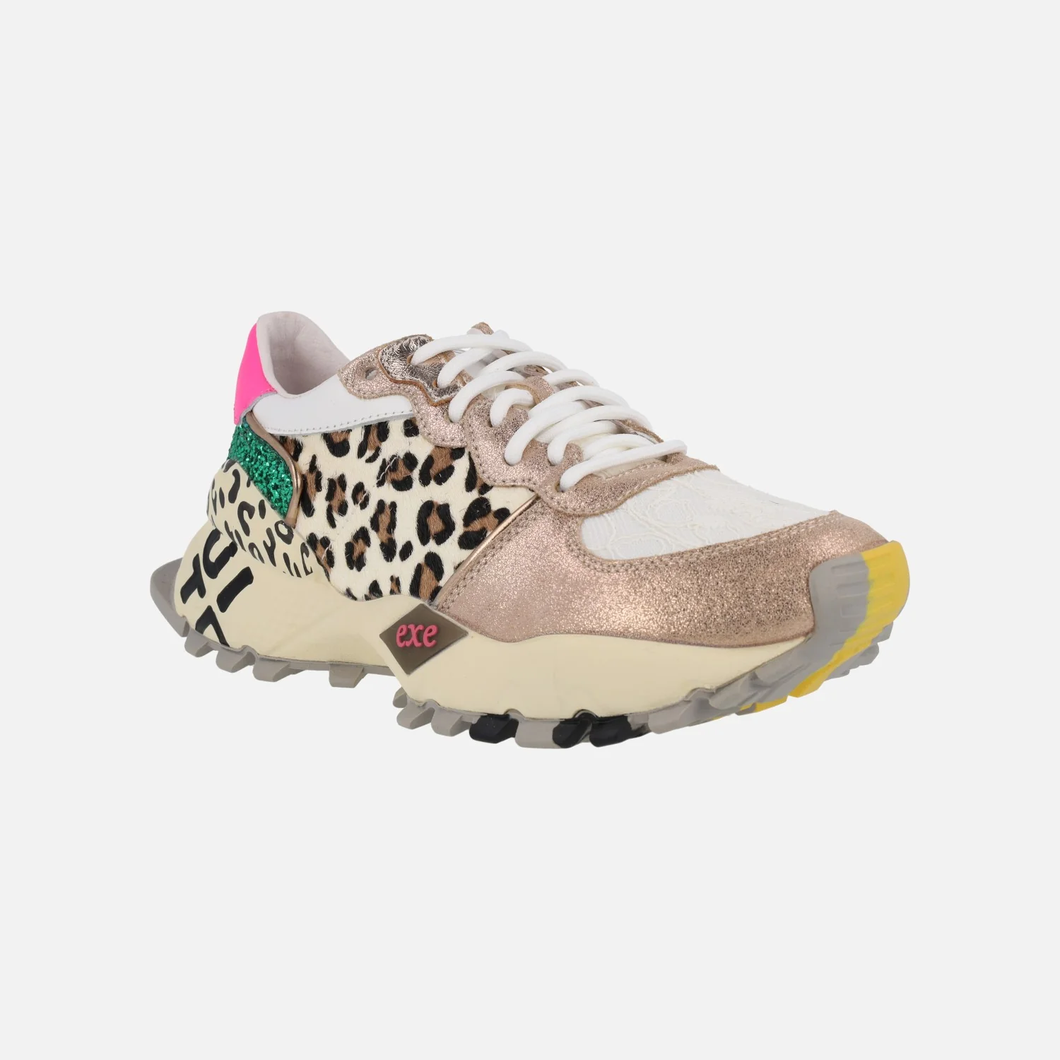 Zapatillas deportivas EXE de piel con estampado animal print - Image 2