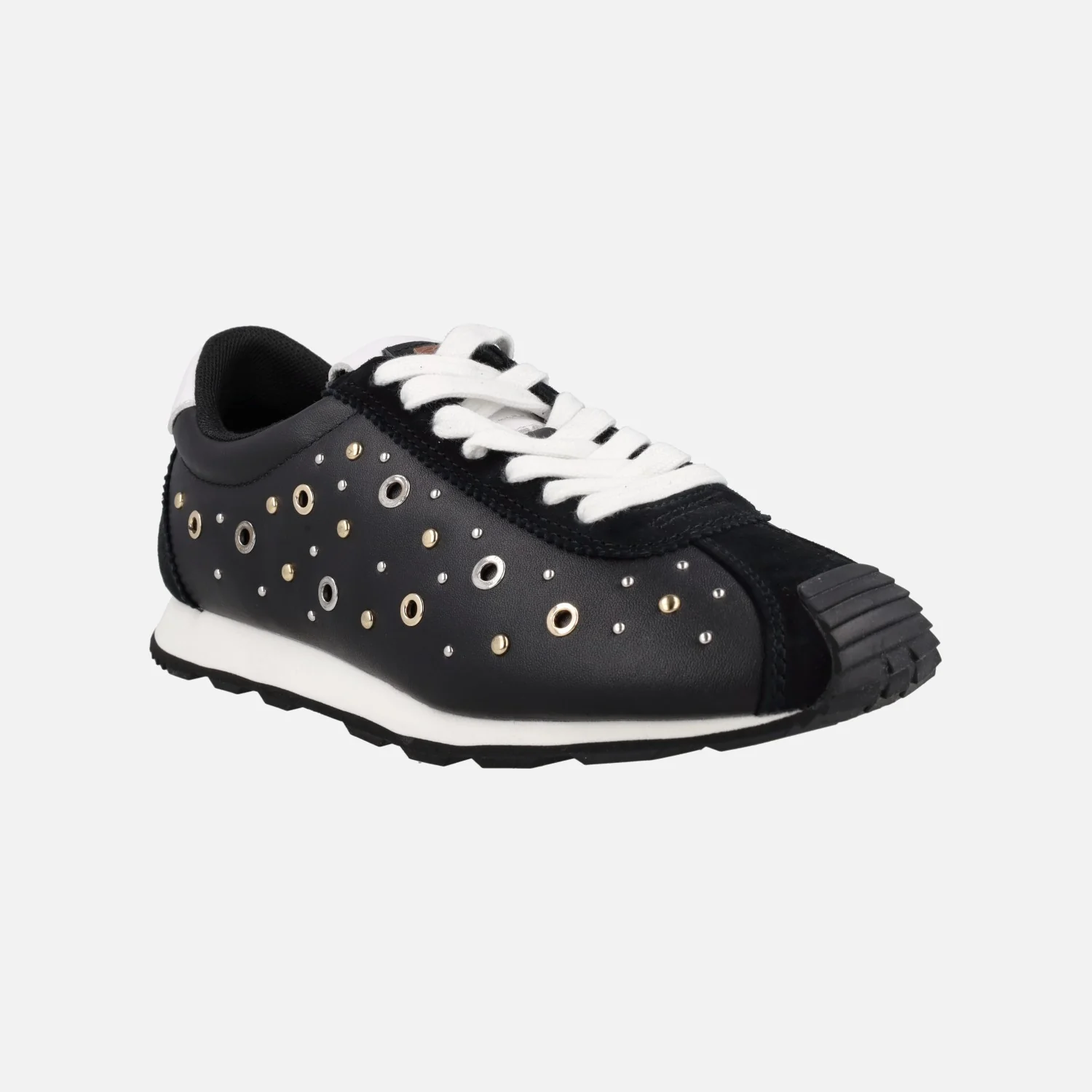 Zapatillas deportivas Inara en piel negra con tachas - Image 3