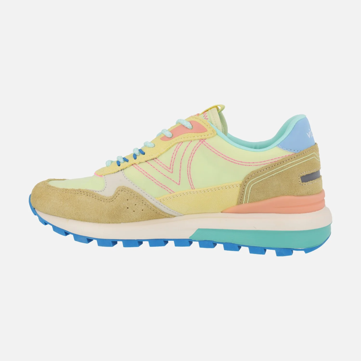 Zapatillas deportivas Luna multicolor nylon y serraje amarillo - Image 3