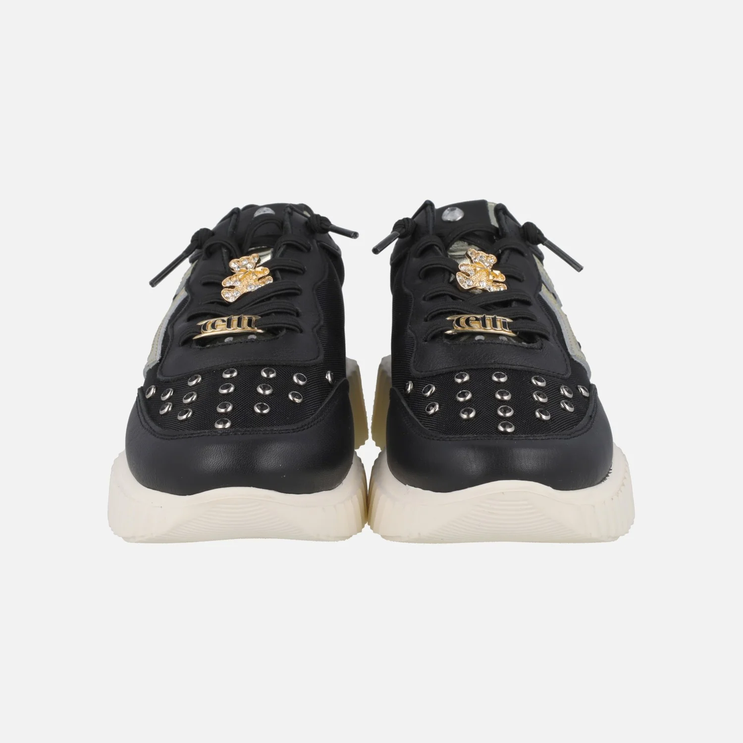 Zapatillas deportivas negras con adorno de oso dorado - Image 4