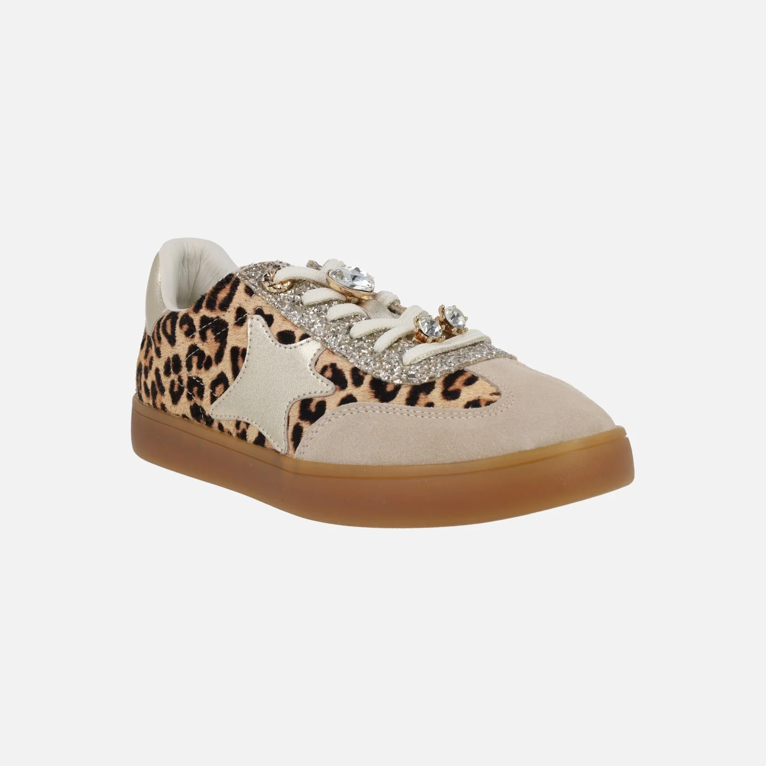 Zapatillas deportivas Nerea en print leopardo con adornos de pedrería - Image 2
