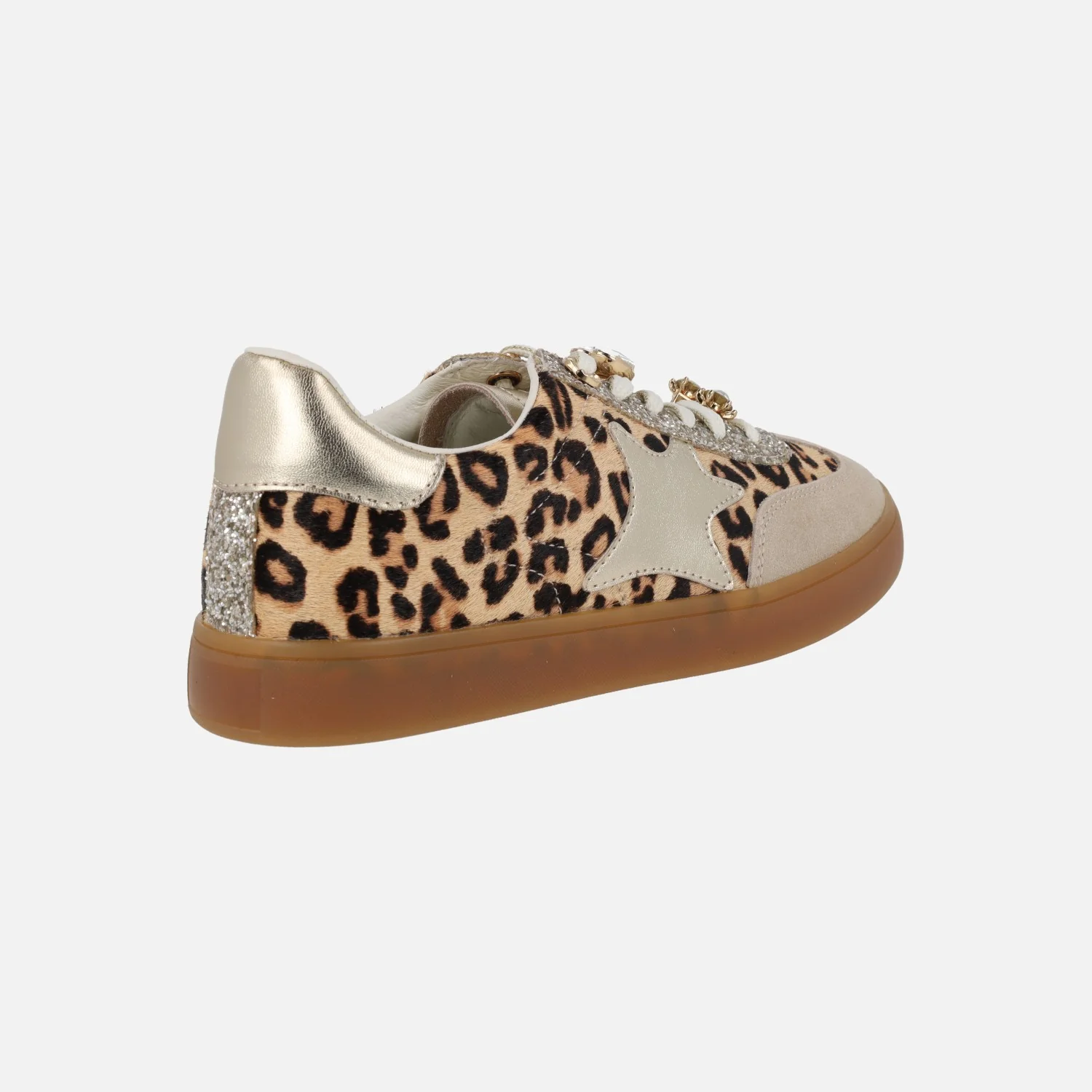 Zapatillas deportivas Nerea en print leopardo con adornos de pedrería - Image 3