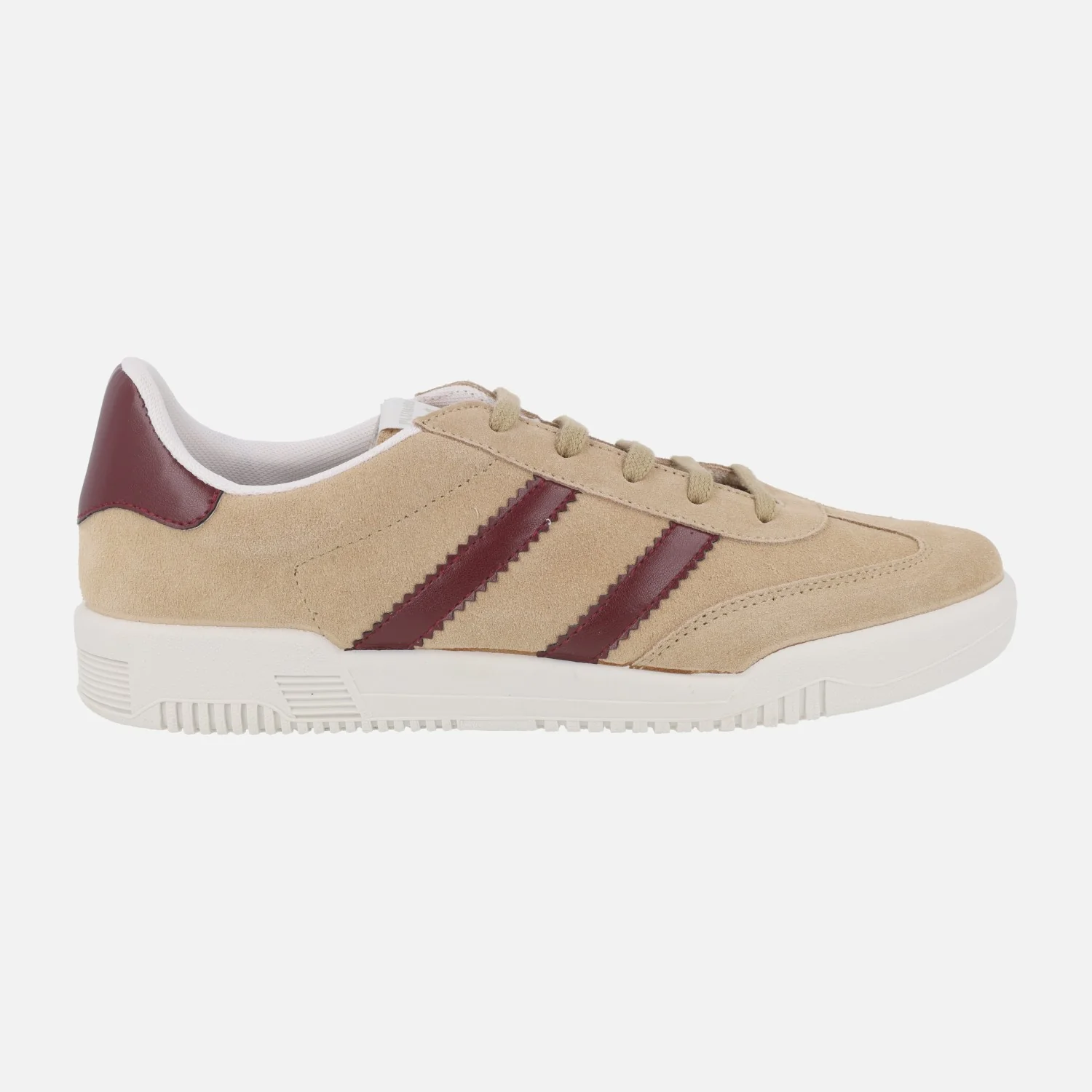 Zapatillas deportivas para hombre en piel serraje con detalle de franjas