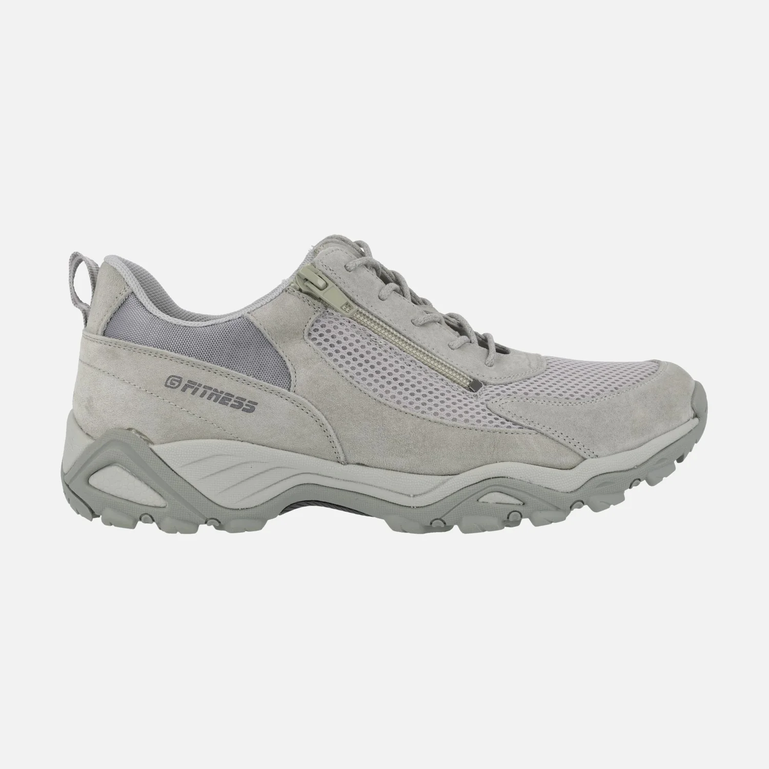 Zapatillas deportivas para mujer en piel y rejilla con cremallera