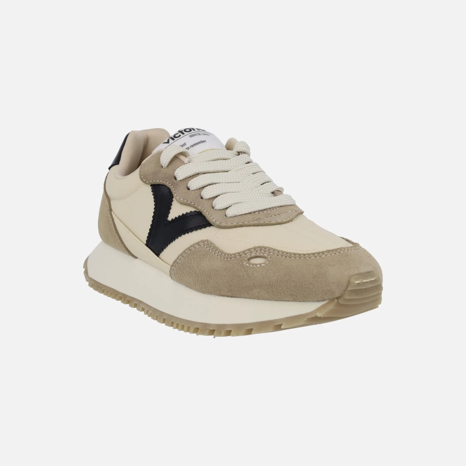 Zapatillas deportivas Viento nylon/serraje & contraste en beige - Image 2