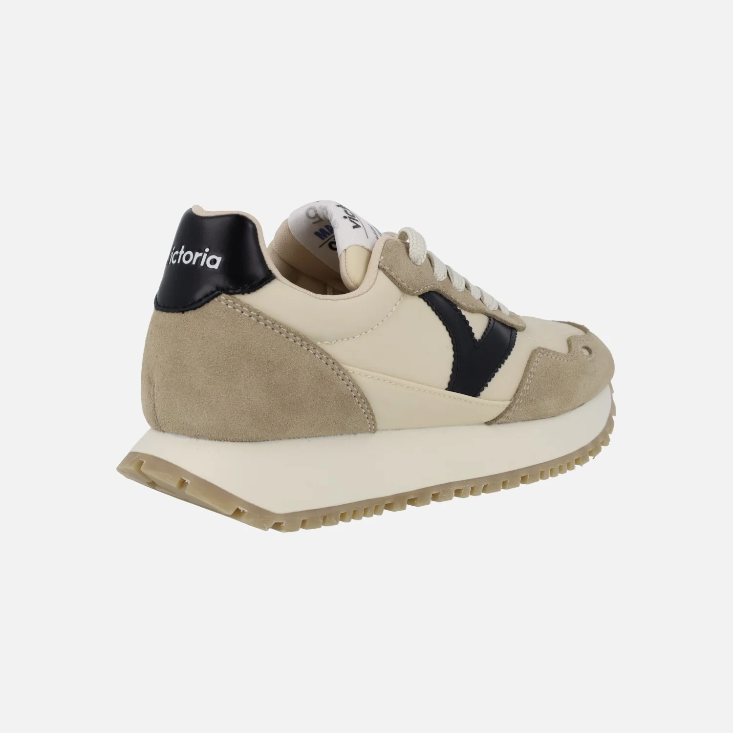 Zapatillas deportivas Viento nylon/serraje & contraste en beige - Image 4