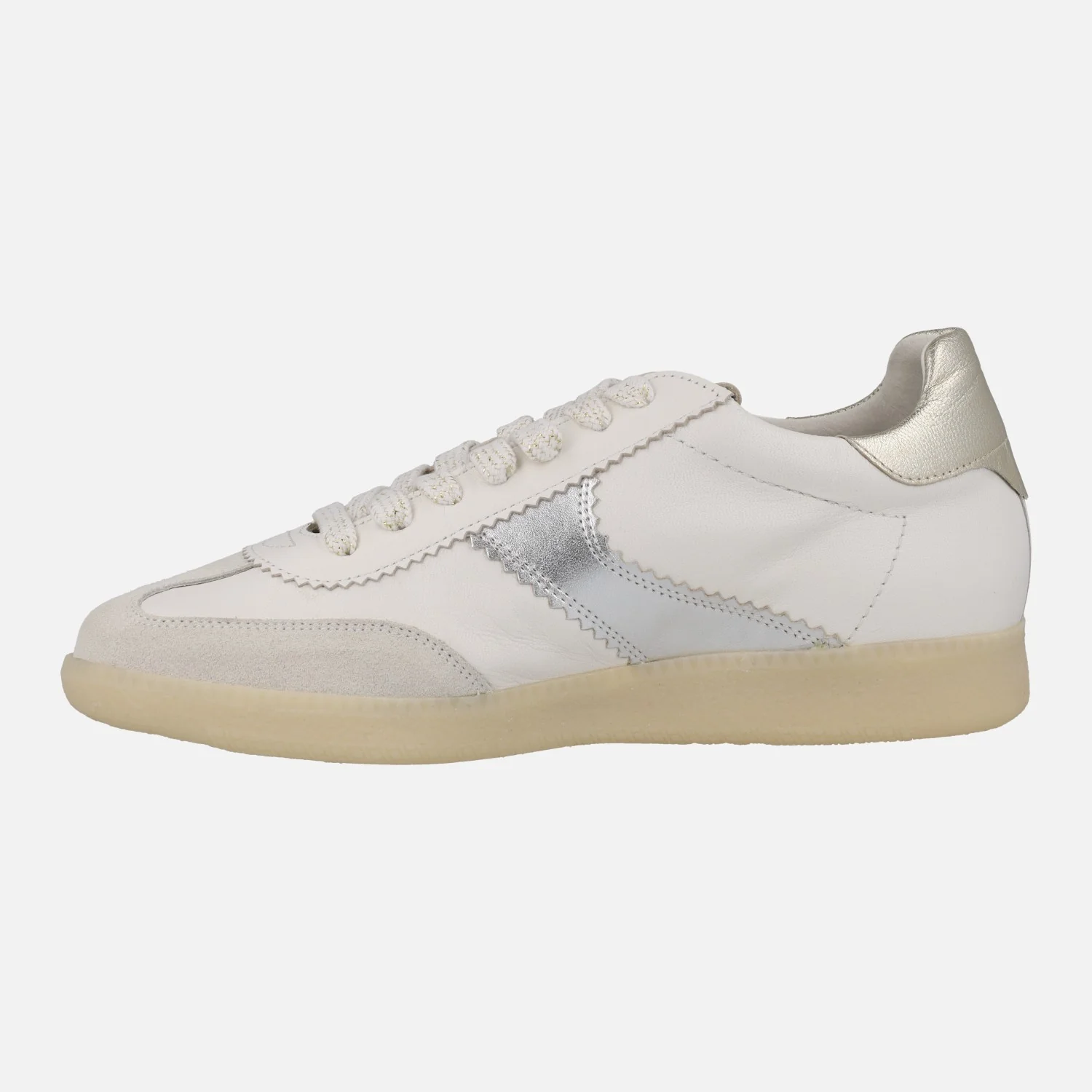 Zapatillas deportivas Indiana en piel blanca con detalles metalizados - Image 3