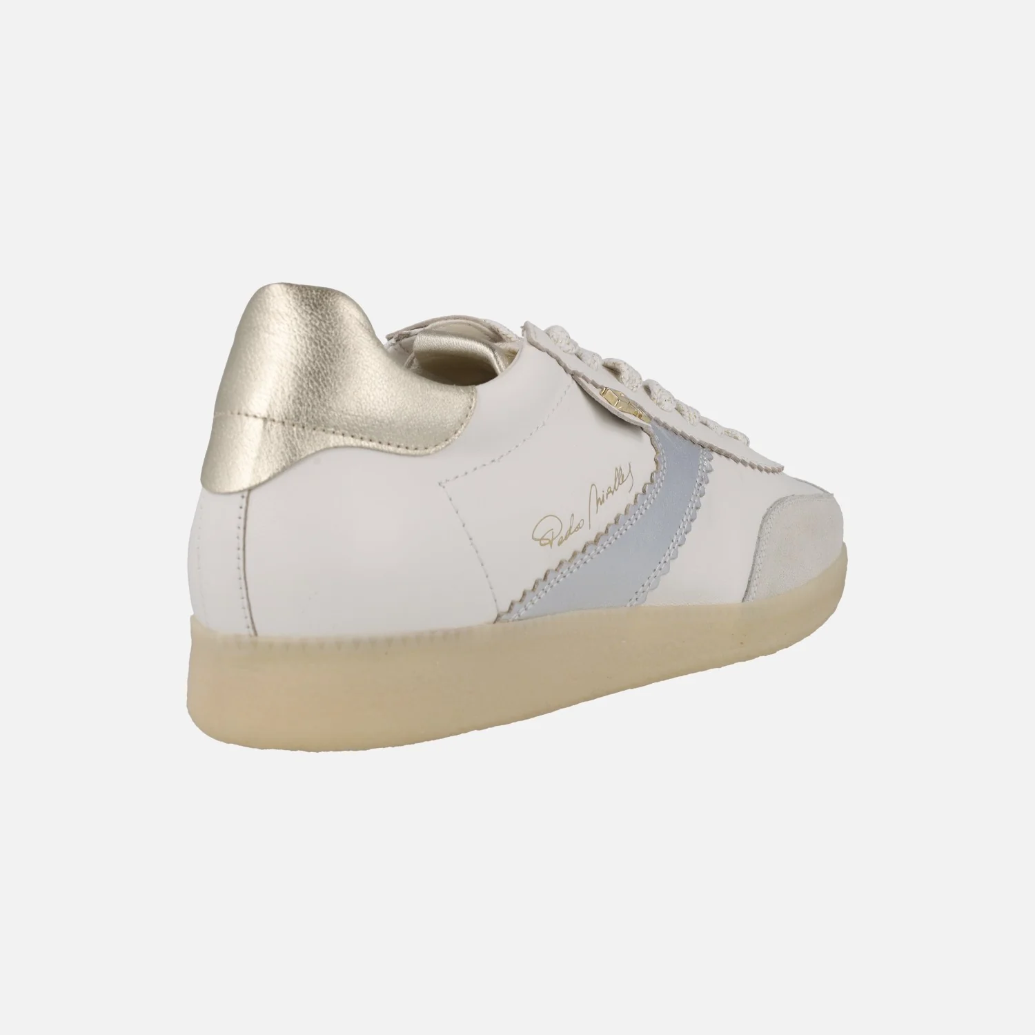 Zapatillas deportivas Indiana en piel blanca con detalles metalizados - Image 4