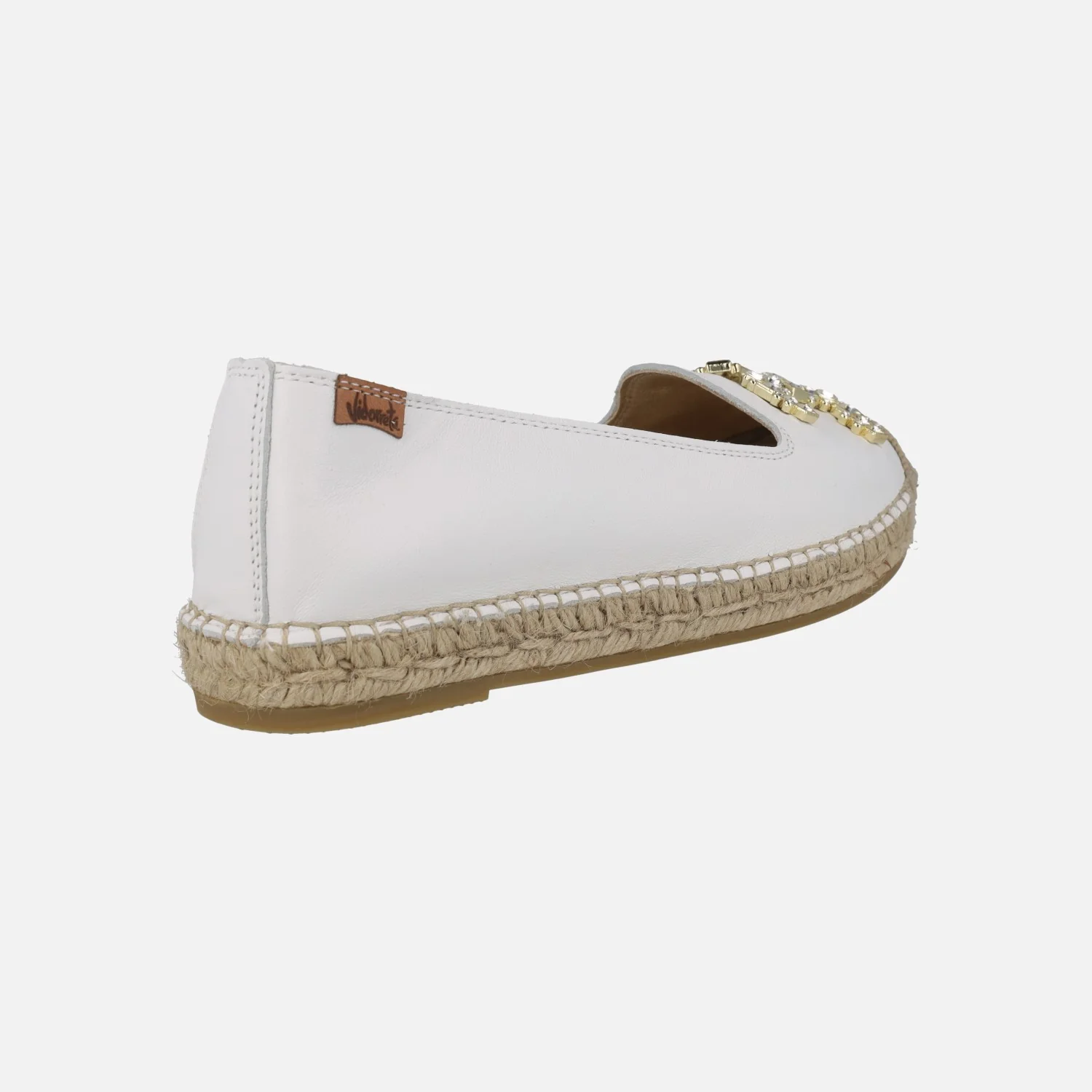 Zapatillas planas de esparto en piel con adorno joya - Image 4