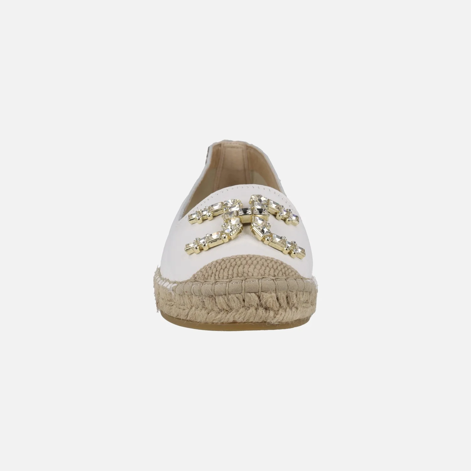 Zapatillas planas de esparto en piel con adorno joya - Image 5