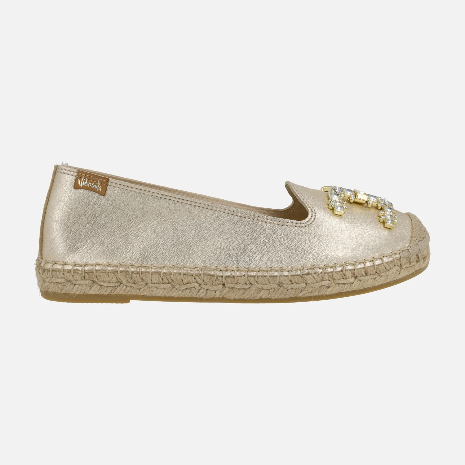 Zapatillas planas de esparto en piel con adorno joya - Image 7
