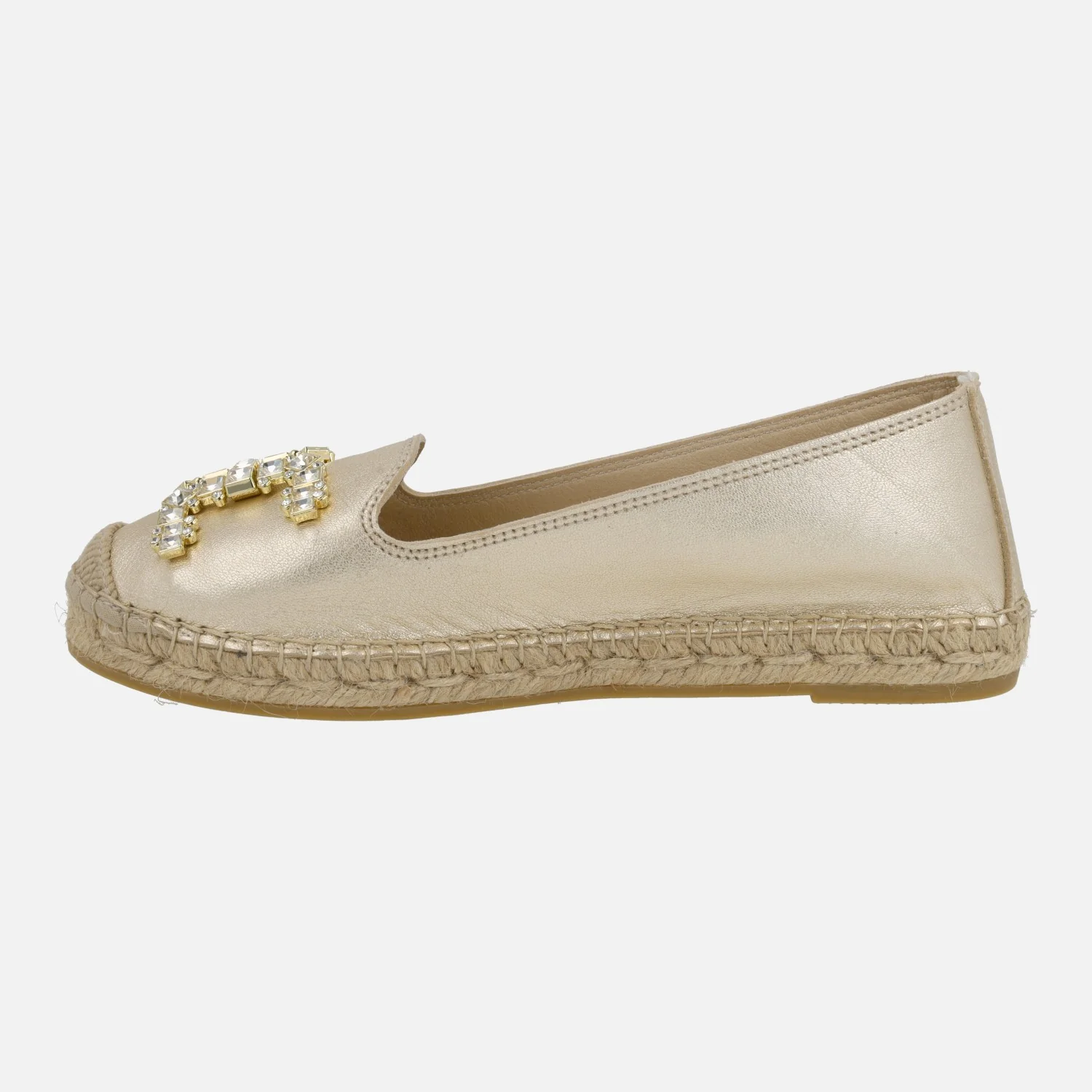 Zapatillas planas de esparto en piel con adorno joya - Image 9