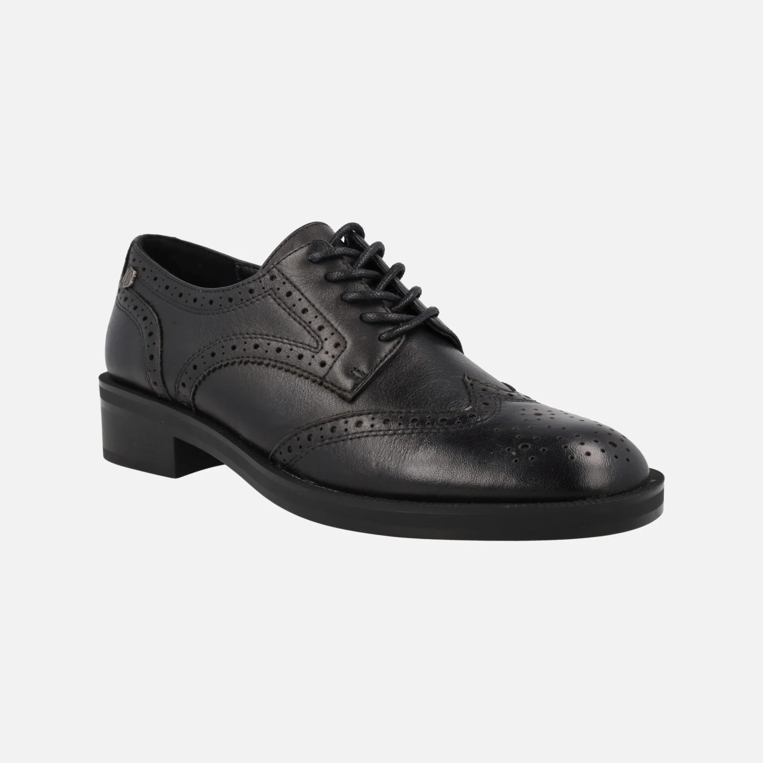 Zapatos blucher para la vega en piel negra con picados - Image 2