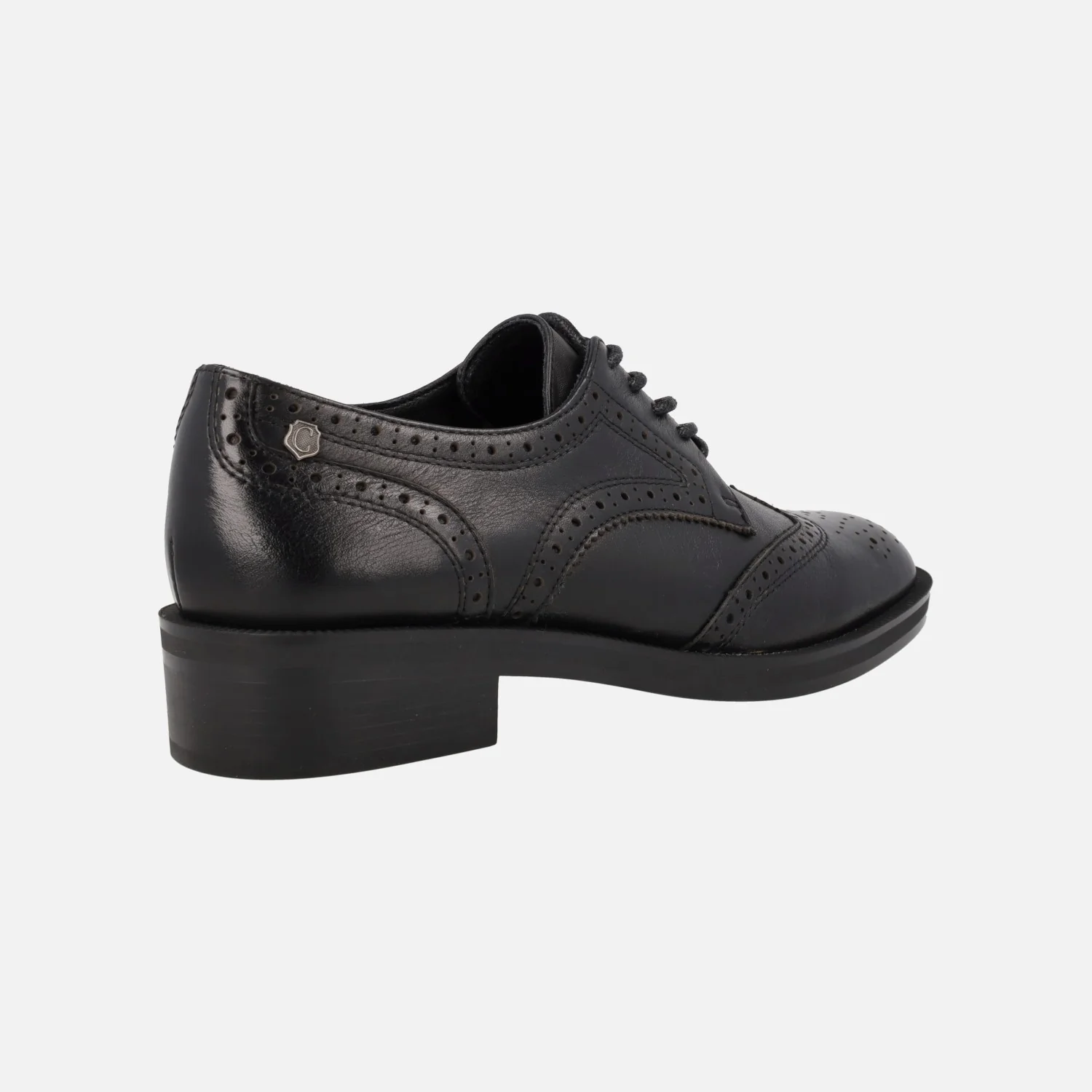 Zapatos blucher para la vega en piel negra con picados - Image 3