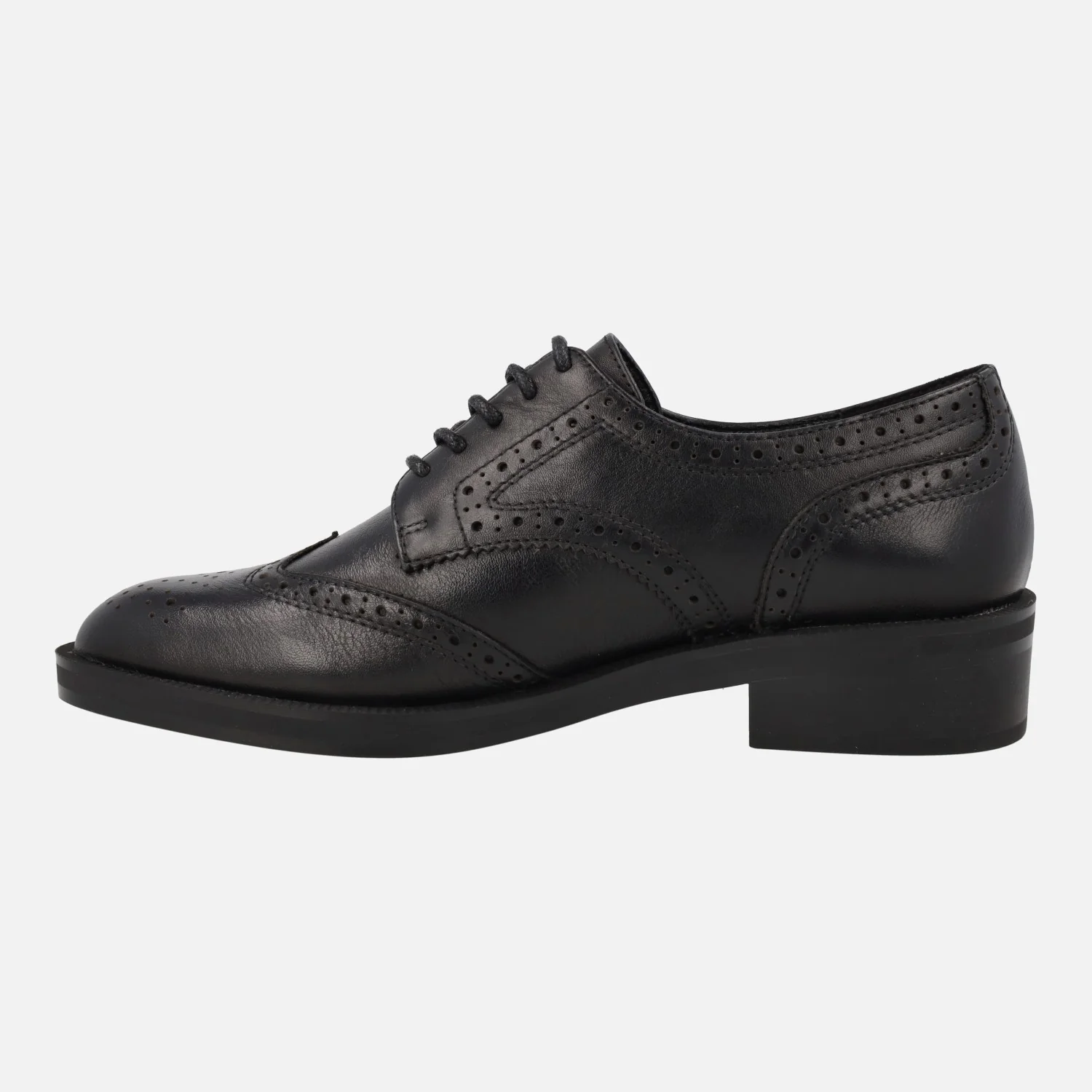 Zapatos blucher para la vega en piel negra con picados - Image 4