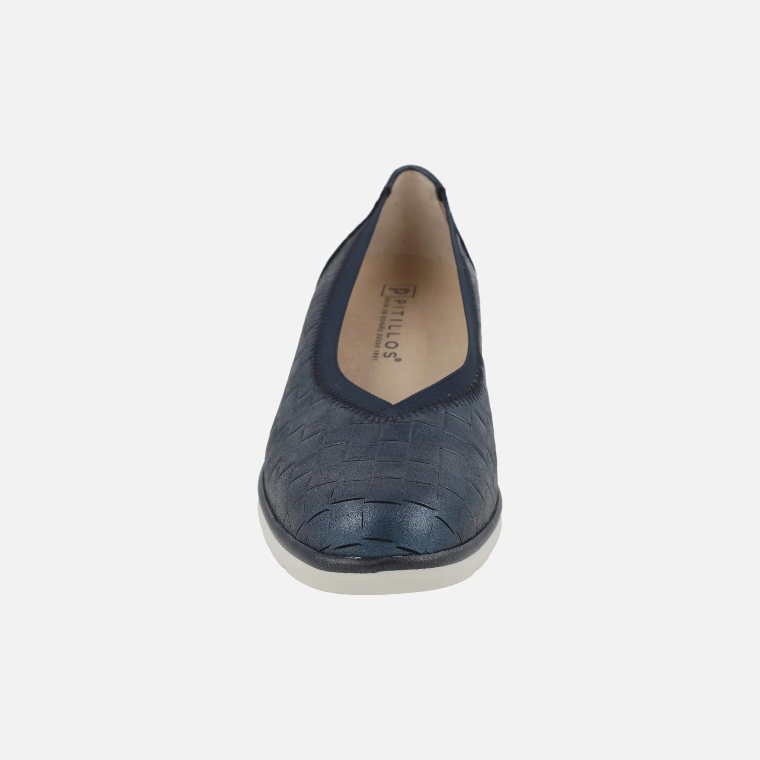 Zapatos confort de cuña baja en piel azul metalizada grabada - Image 5