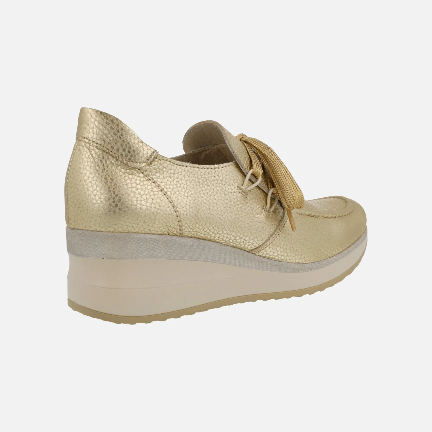 Zapatos confort en piel metalizada con cordones - Image 10