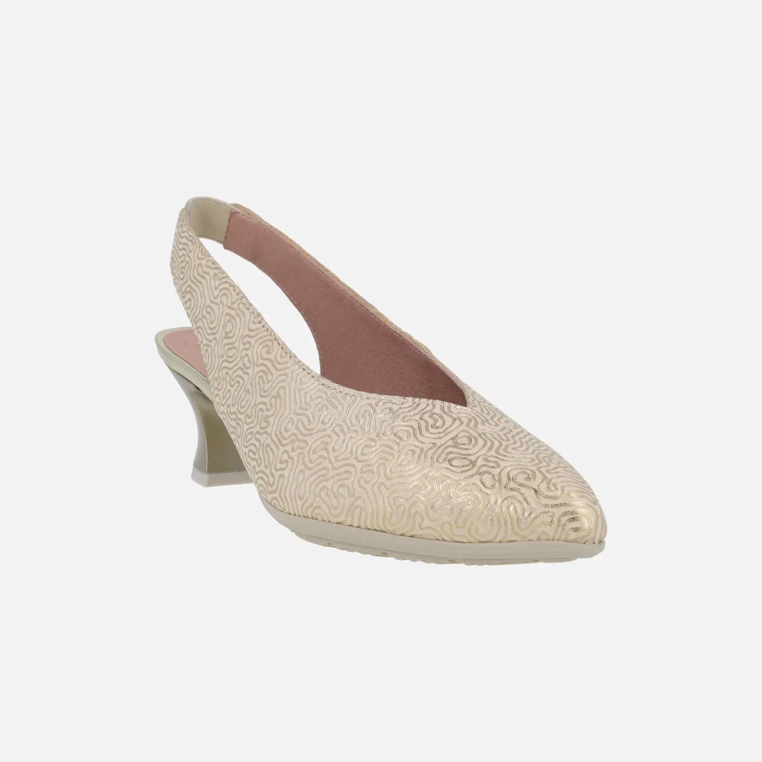 Zapatos corte salón destalonados con piel grabada y tacón bajo - Image 3