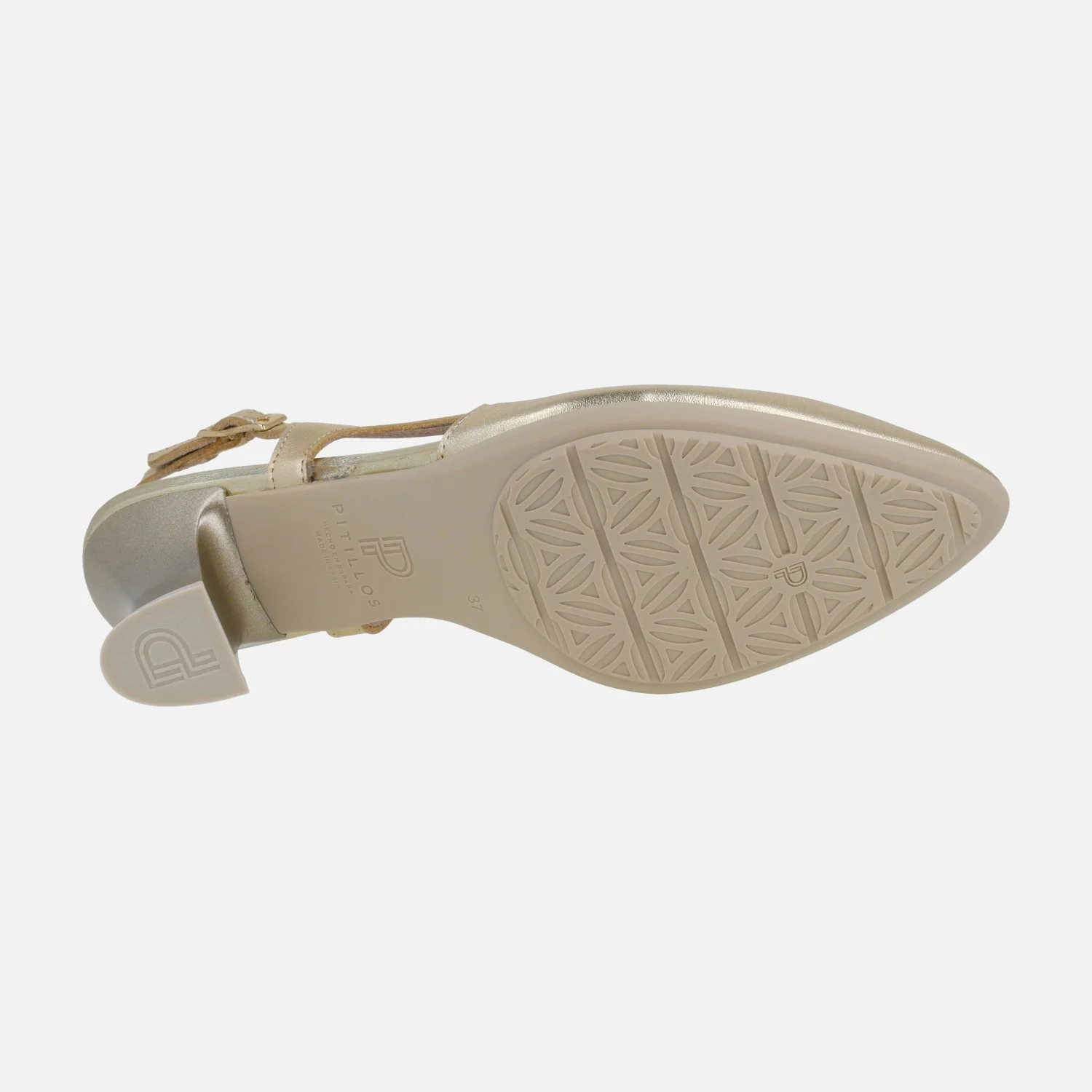 Zapatos corte salón destalonados en piel metalizada con tacón bajo - Image 12