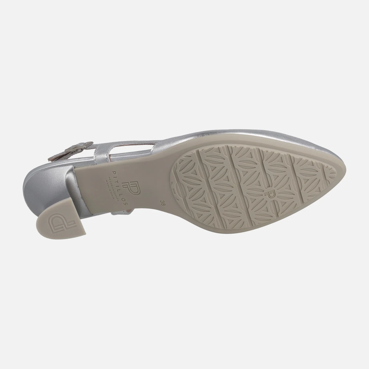 Zapatos corte salón destalonados en piel metalizada con tacón bajo - Image 6