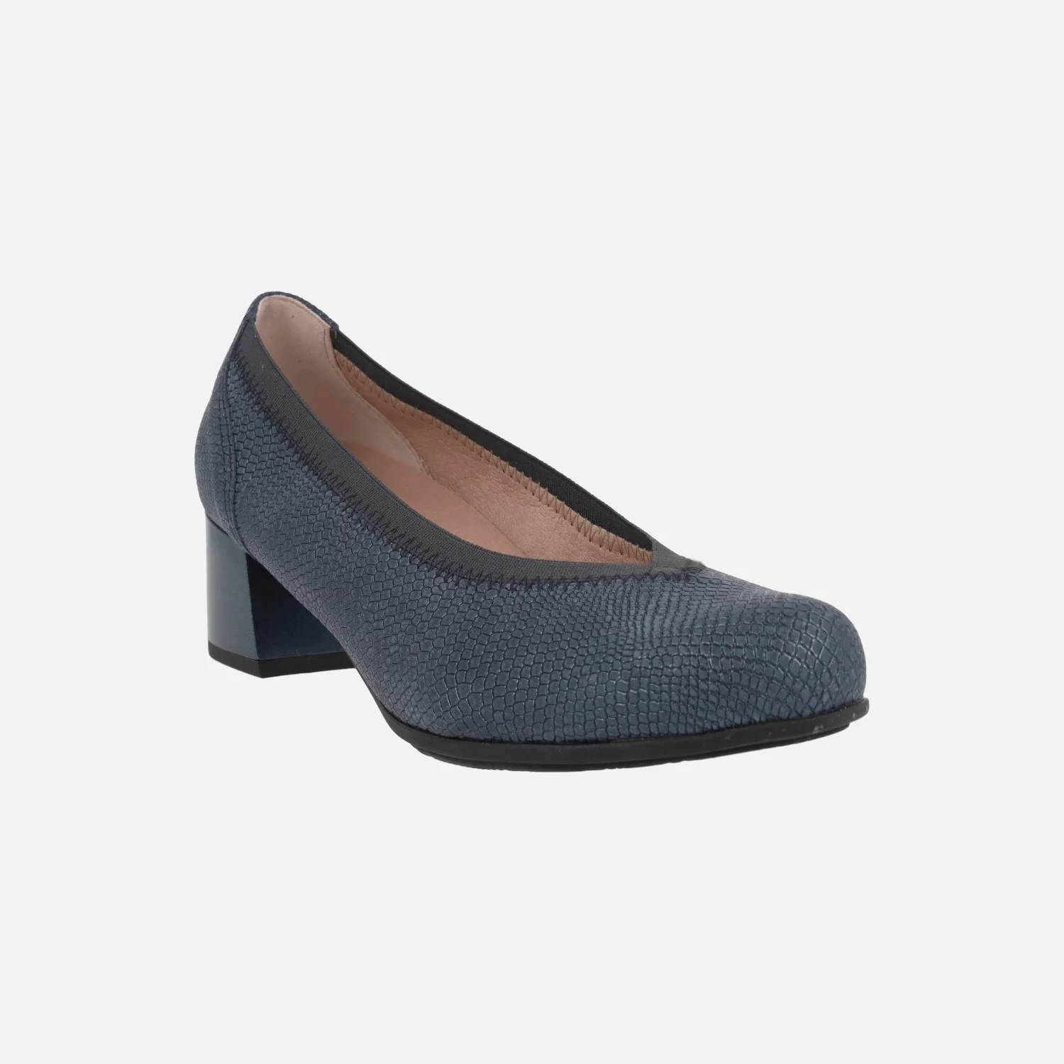 Zapatos corte salón en piel grabada con tacón bajo - Image 8