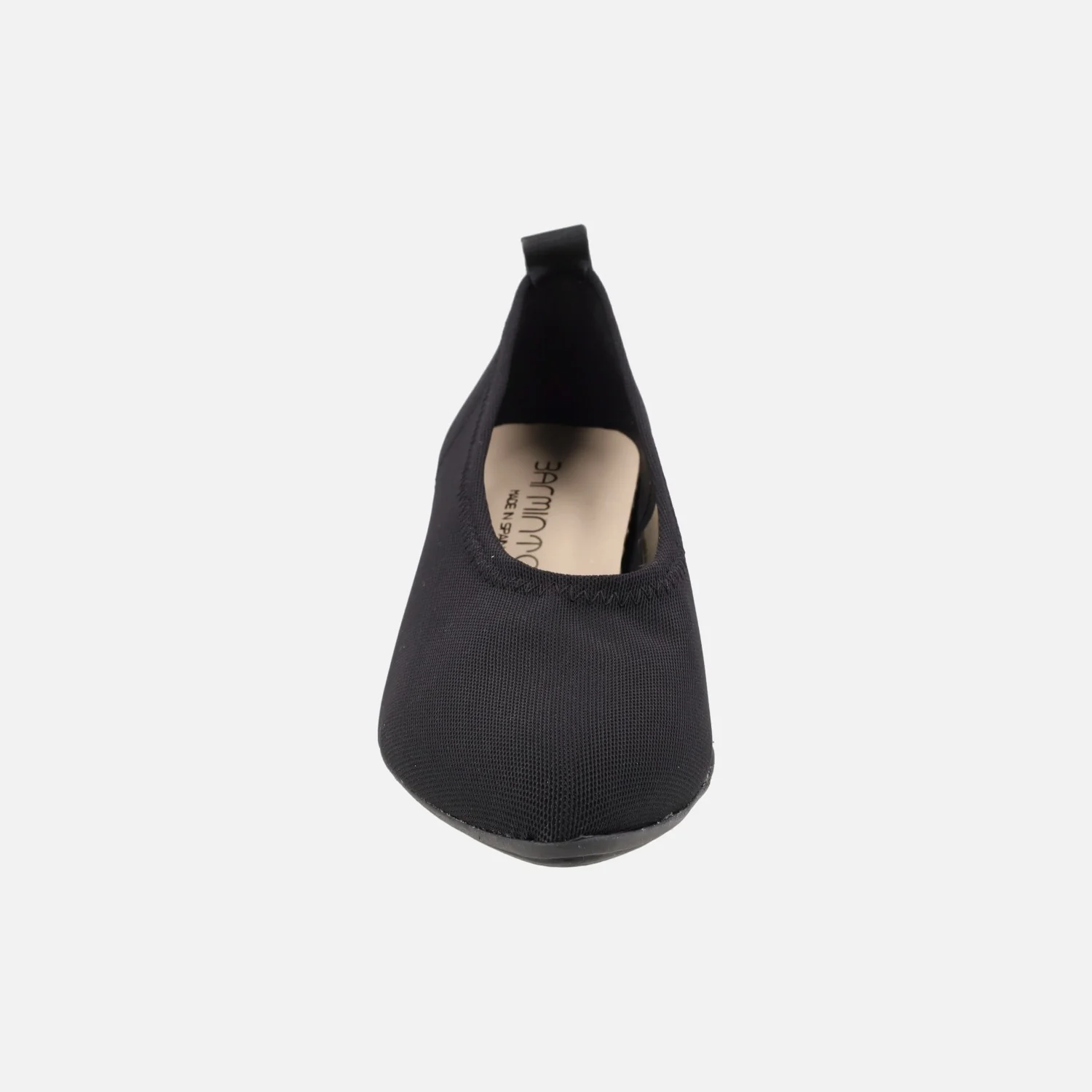 Zapatos corte salón en tejido elástico negro con tacones bajos - Image 5