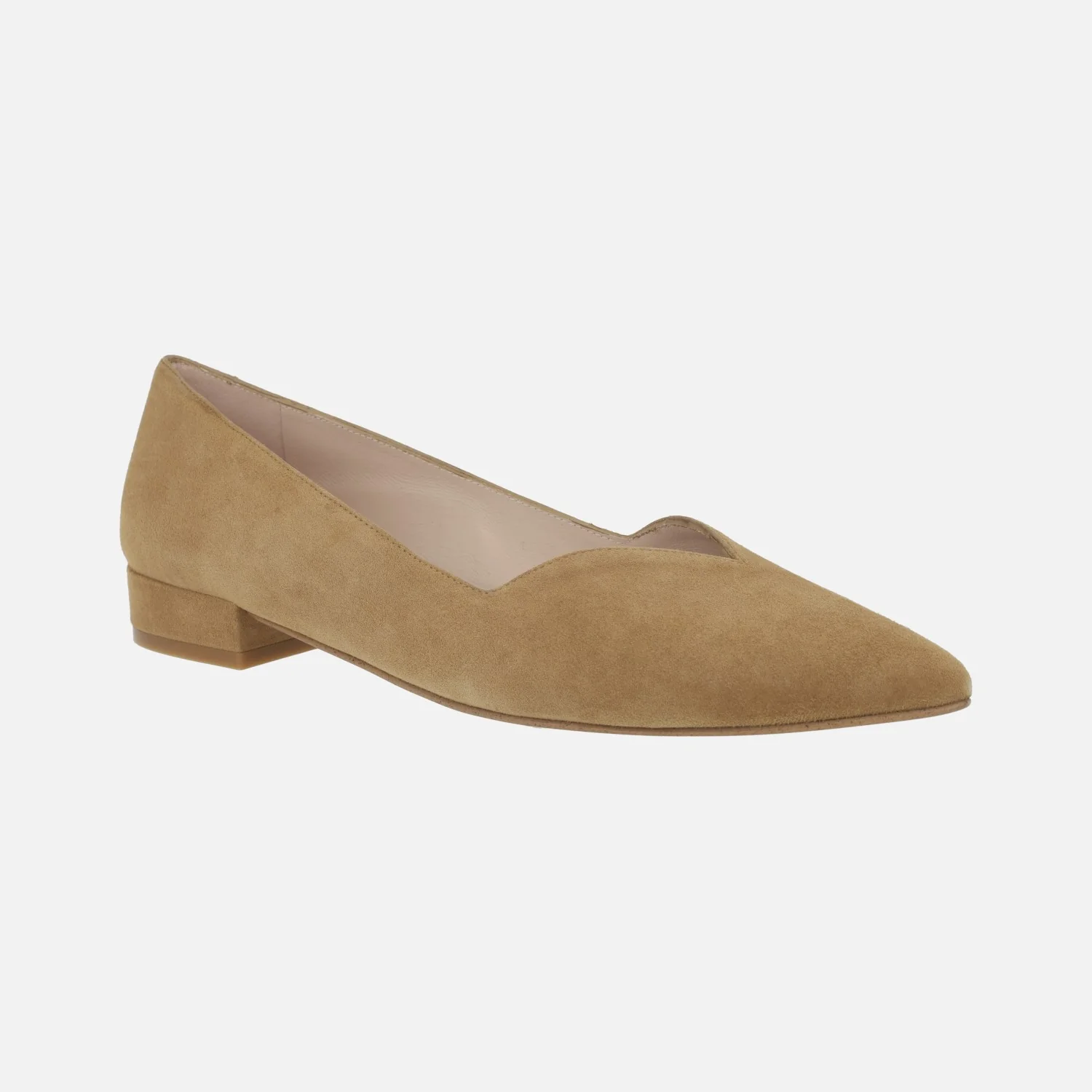 ZAPATOS DE ANTE CAMEL CON TACÓN BAJO Y ESCOTE PICO BREDA - Image 2