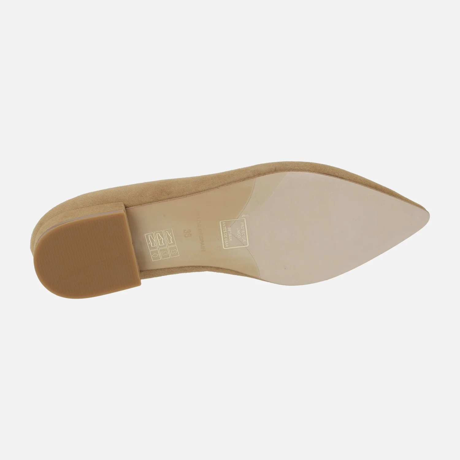 ZAPATOS DE ANTE CAMEL CON TACÓN BAJO Y ESCOTE PICO BREDA - Image 5