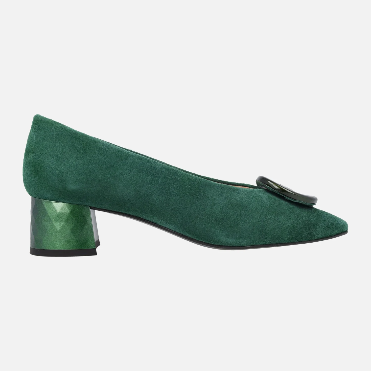 Zapatos de ante con tacón bajo y adorno Iga