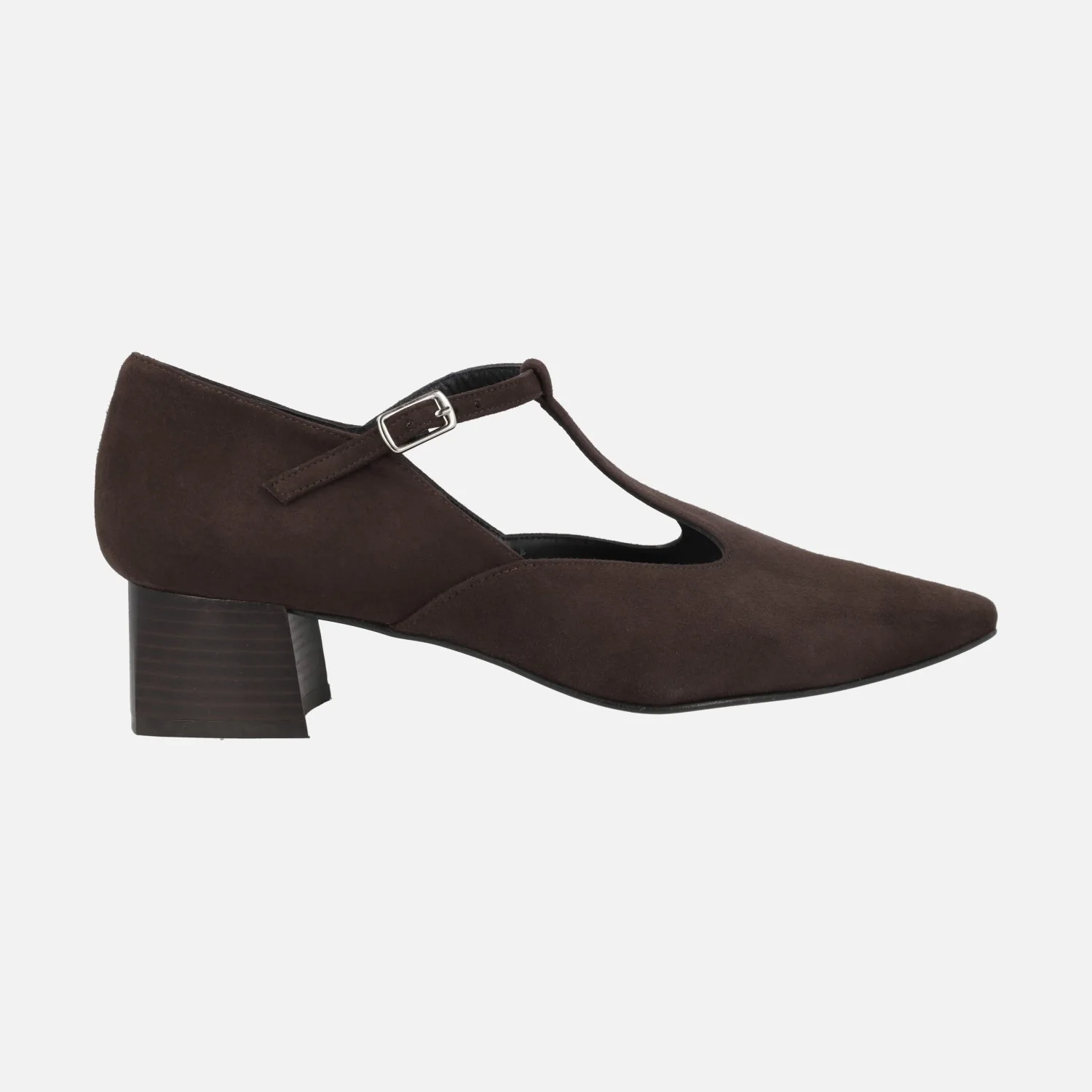 Zapatos de ante Iratxe con tacón bajo y tira al empeine