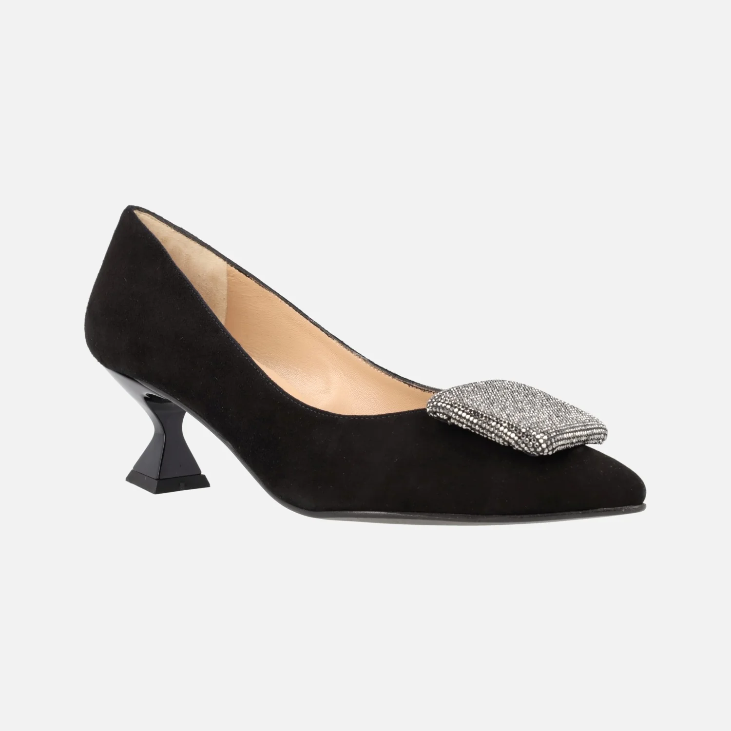 Zapatos de ante negro con tacón bajo y adorno de fantasía Lilien - Image 2