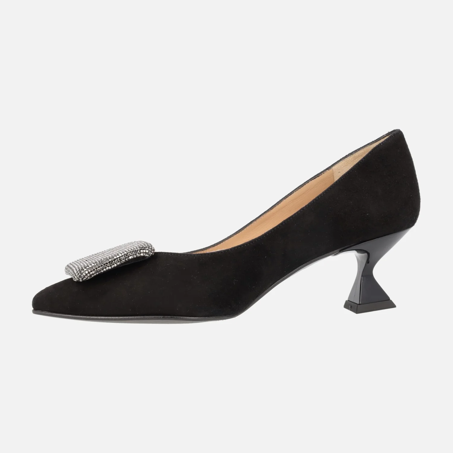 Zapatos de ante negro con tacón bajo y adorno de fantasía Lilien - Image 3