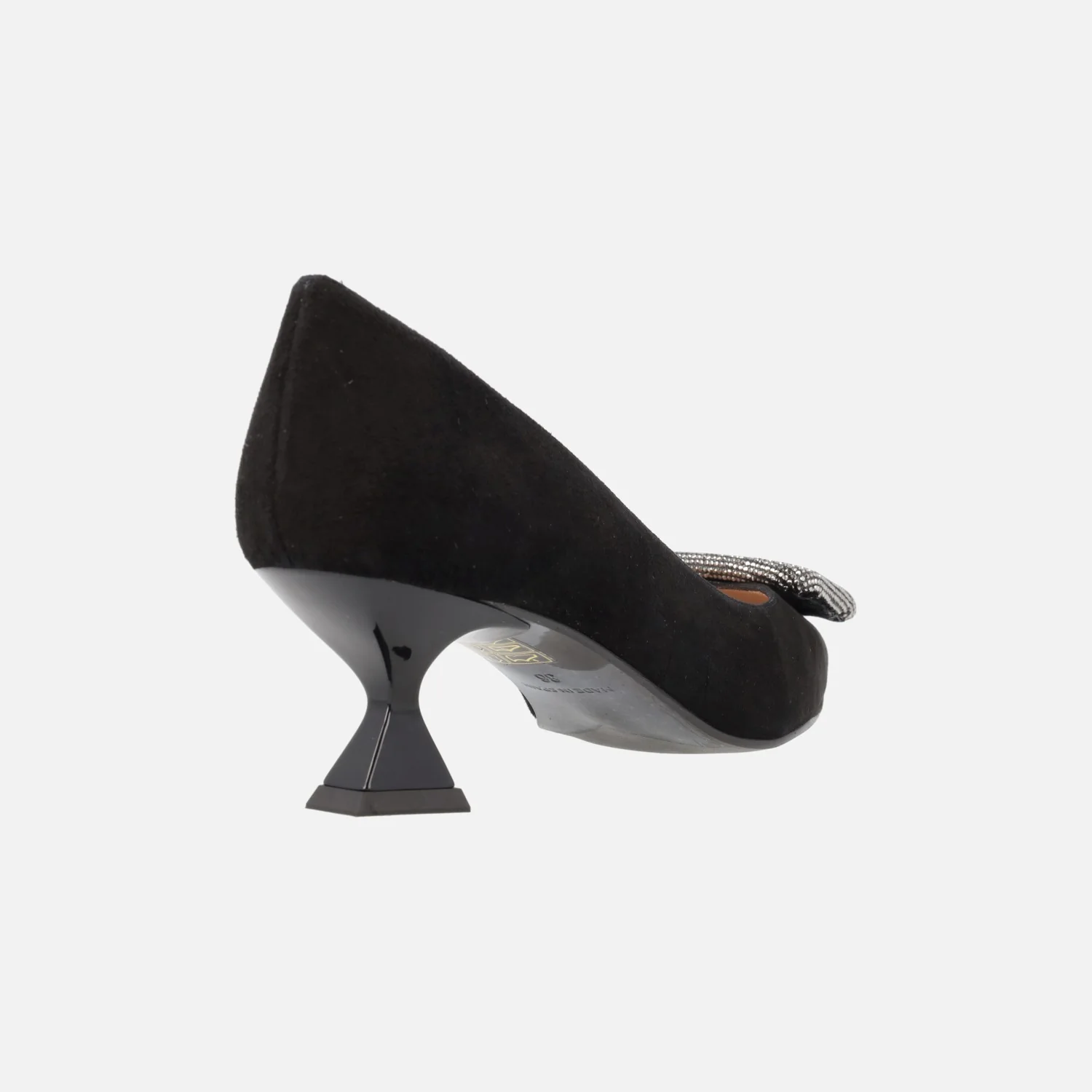 Zapatos de ante negro con tacón bajo y adorno de fantasía Lilien - Image 4