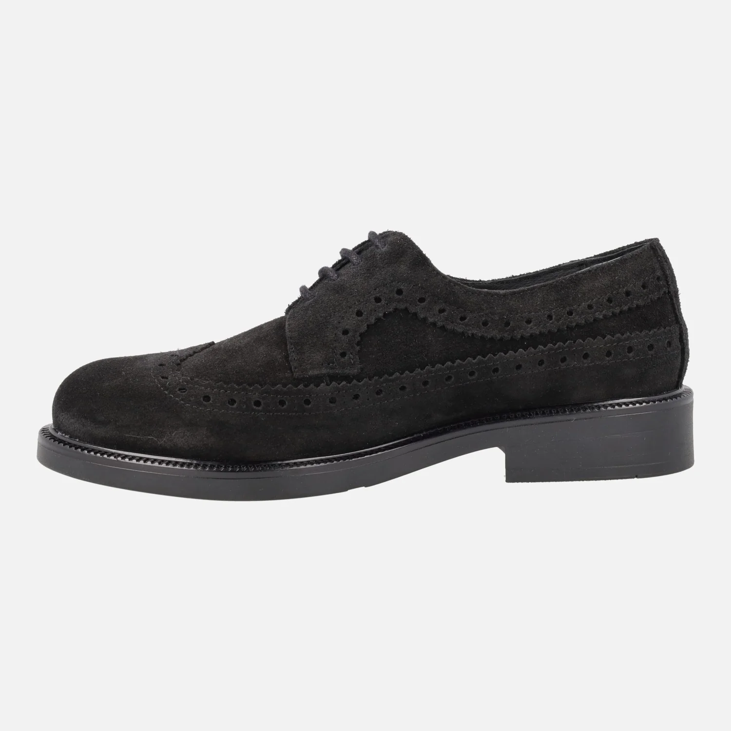 Zapatos de cordones en serraje negro con pala vega y picados - Image 3